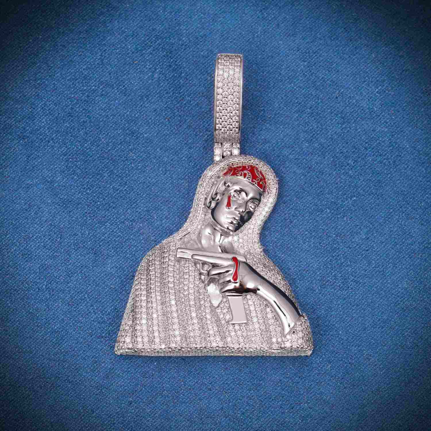 Custom Moissanite Bloody Jesus Pendant 14K Gold、mySite、hinf8tx79