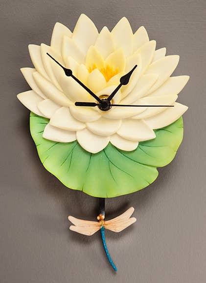 Water Lily & Dragonfly Pendulum Wall Clock、mySite、g9winljtr