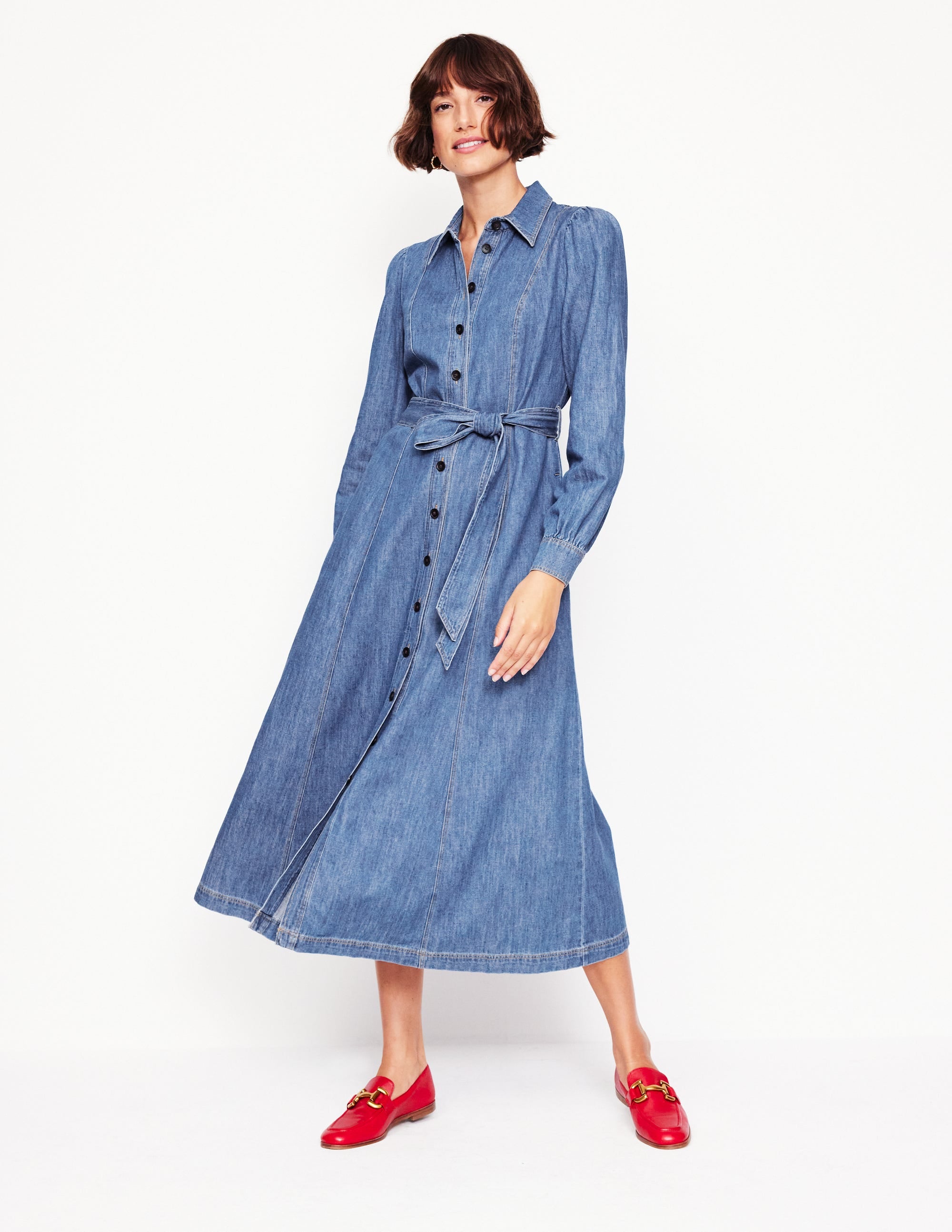  Aubrey Denim Midi Shirt Dress-Light Vintage Denim、mySite、ashleygrahame