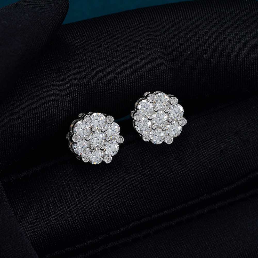 Diamond Flower Cluster Stud Earrings 14K Gold | 10MM、mySite、hinf8tx79
