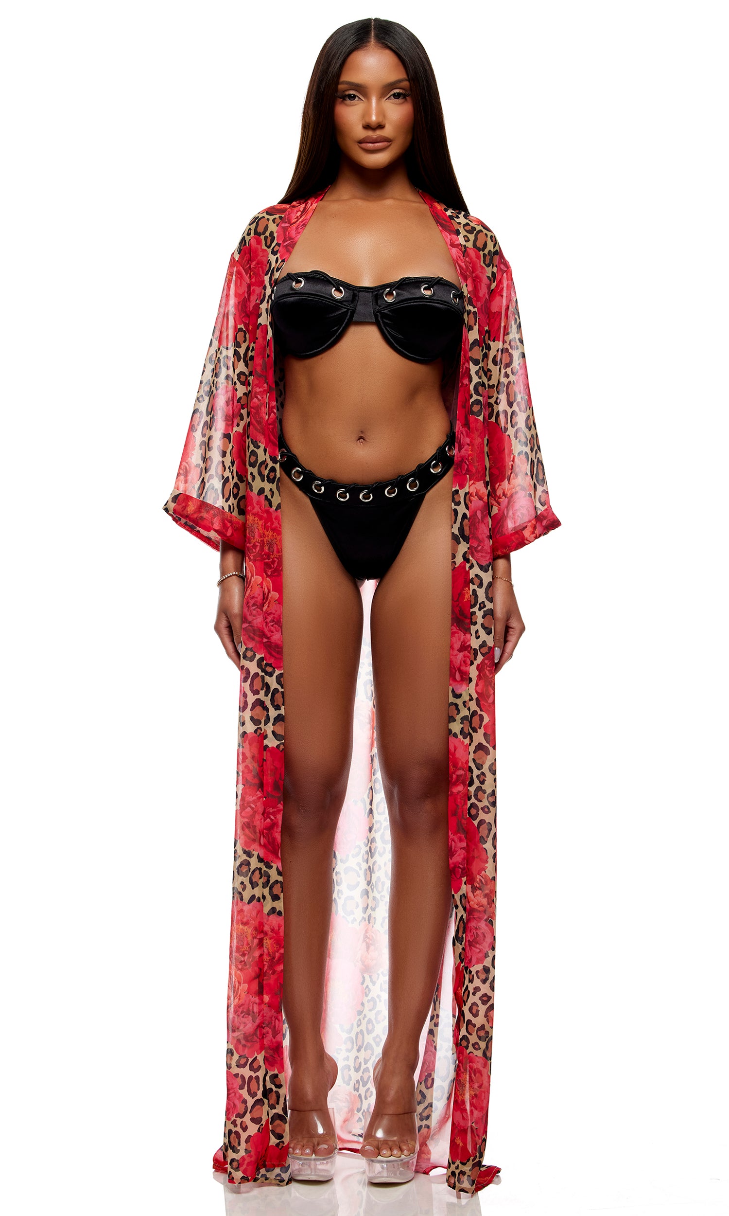 Termoli Mesh Pool Kimono - Cheetah Coral、mySite、bengalsvssteelers