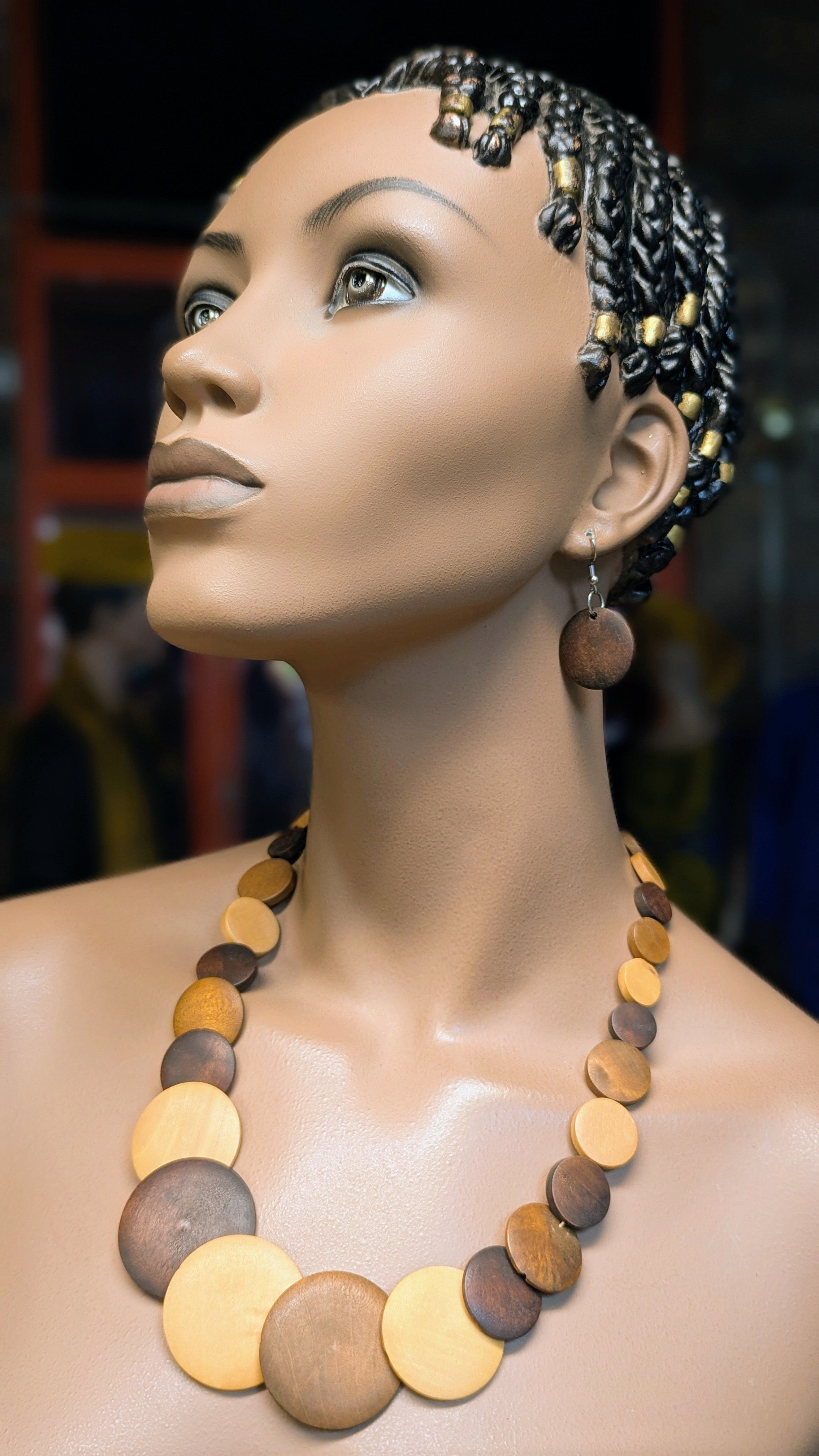 Dupsie's Nkwazi Elegance Wooden African Necklace and Earrings Set DPJANES1、mySite、solidvoid