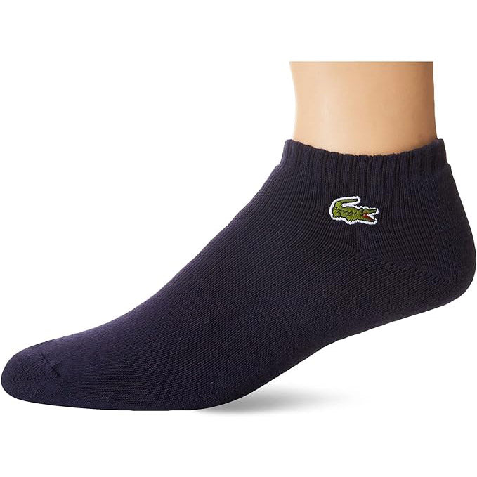 Lacoste Unisex Stretch Cotton Low-Cut Socks (Navy Blue/White)