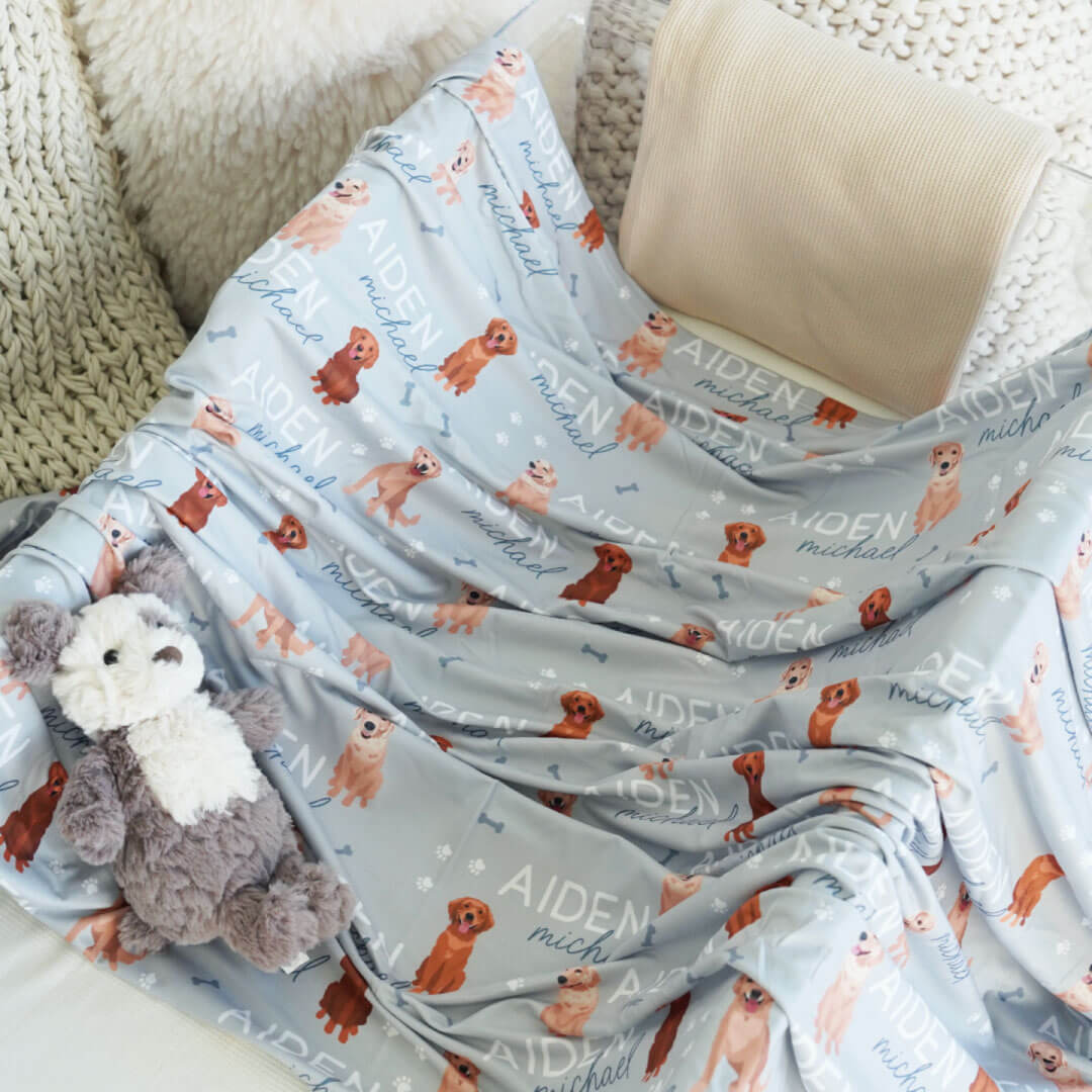  Personalized Baby Name Swaddle Blanket | Golden Retriever、mySite、layawaytickets