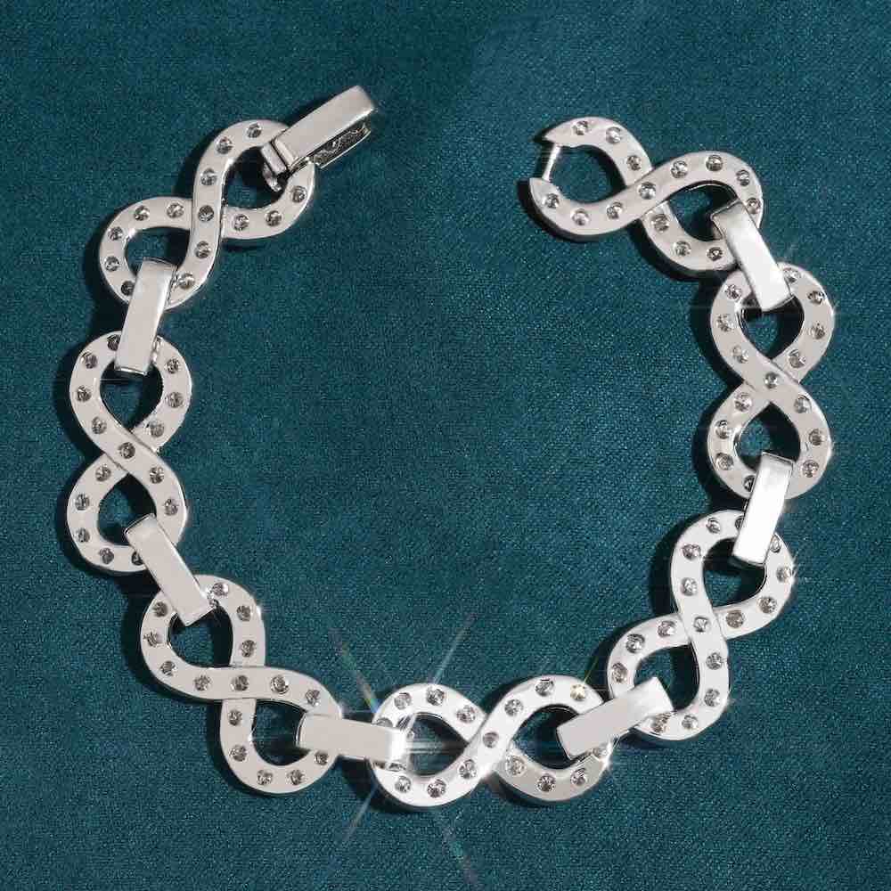 13MM Moissanite Infinity Link Bracelet 14K Gold、mySite、hinf8tx79