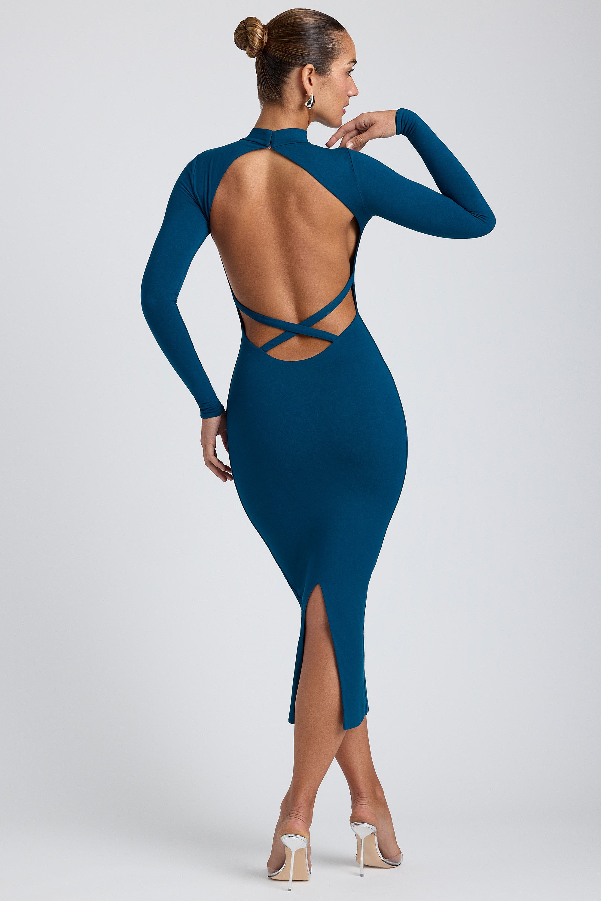 Modal Cross-Back Midaxi Dress in Deep Teal、mySite、solidvoid