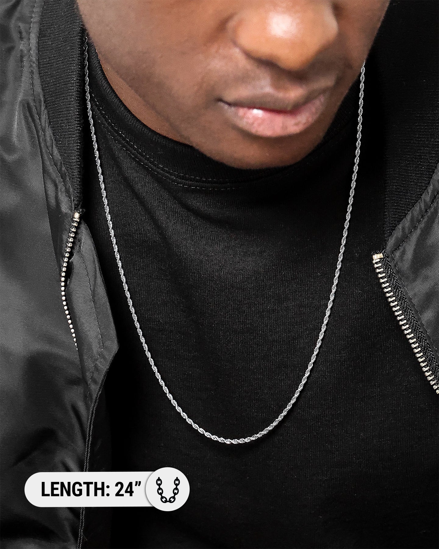 NXS 2mm Rope Necklace White Gold、mySite、zt4zffjzw