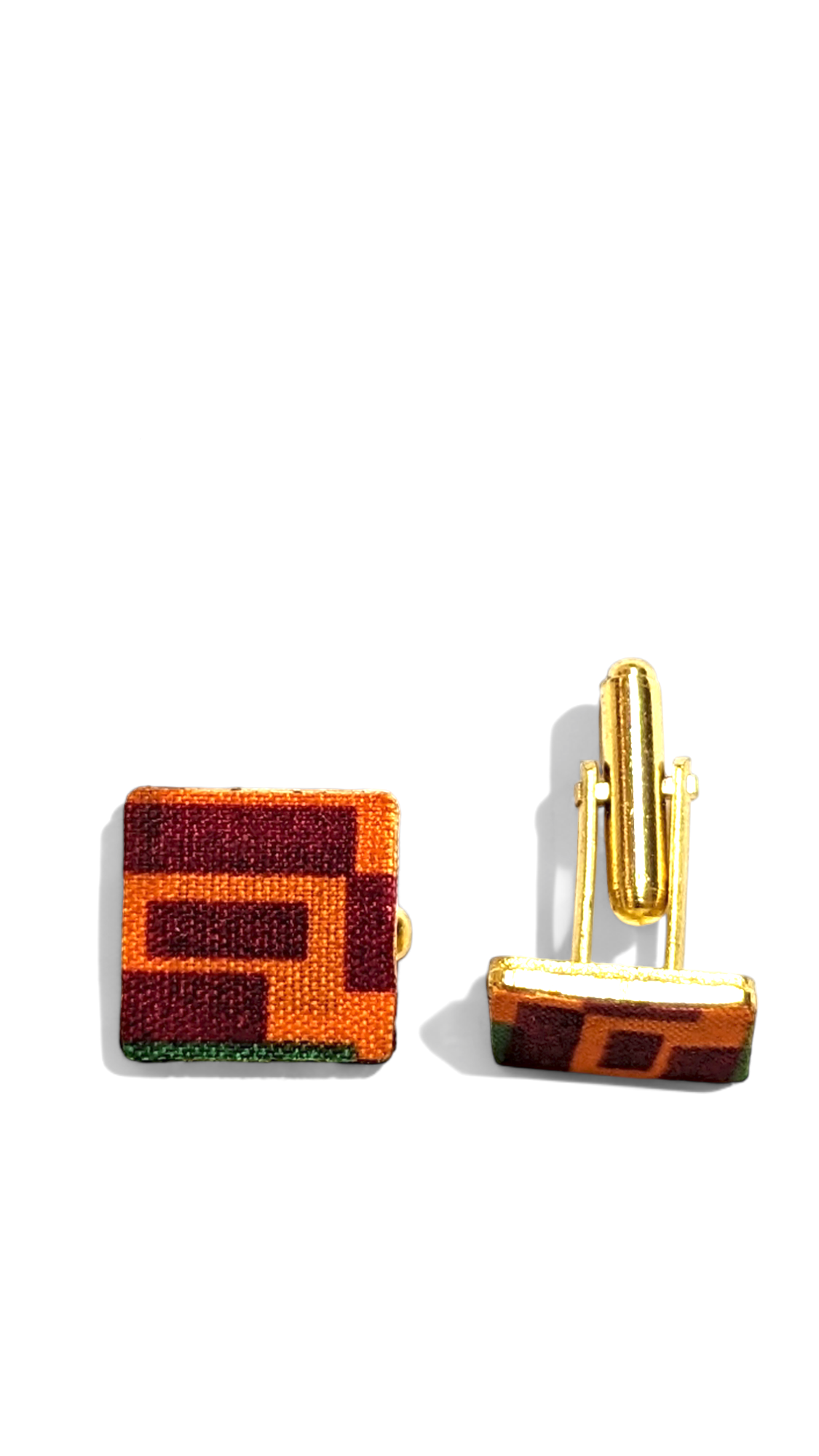 Dupsie's Makanda Gold-Plated Square-shaped African Print Cufflinks DPJSSAP2、mySite、solidvoid