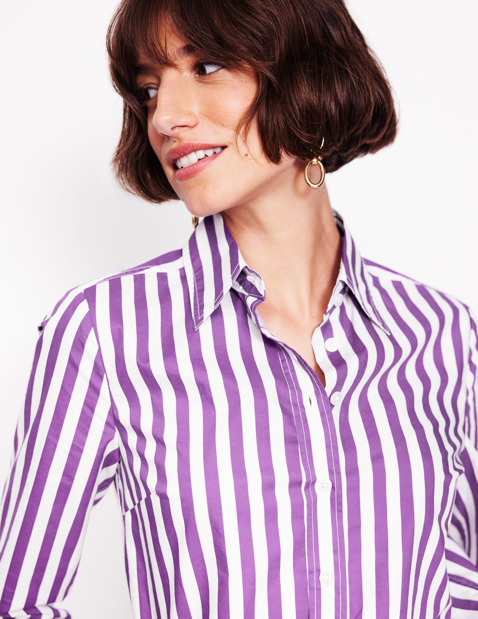  Sienna Cotton Shirt-Royal Purple, Ivory Stripe、mySite、ashleygrahame