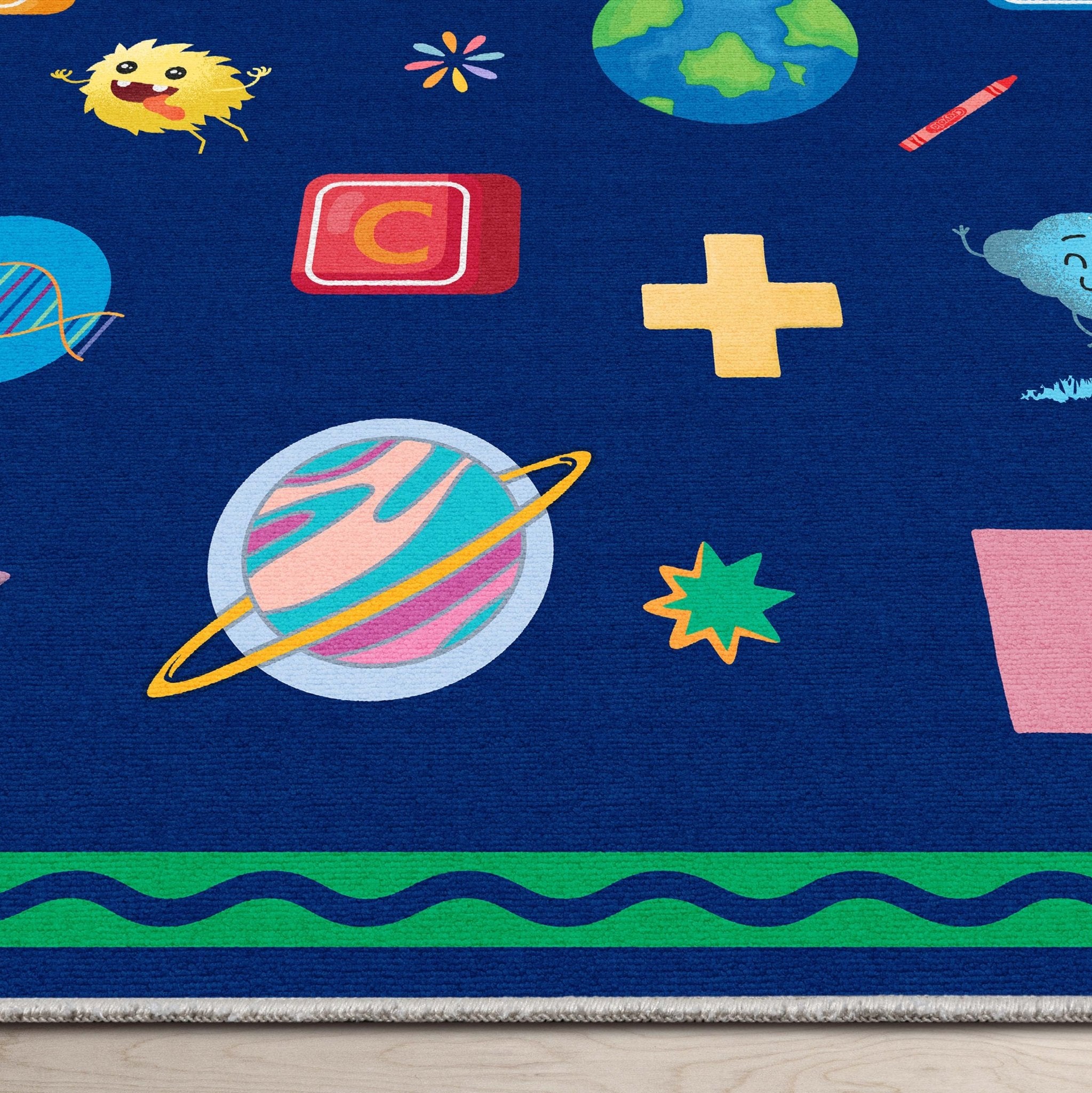 Crayola Modern Cosmic Adventure Space Theme 5' x 7' Blue Area Rug By Well Woven、mySite、gigharbornorthrealestate