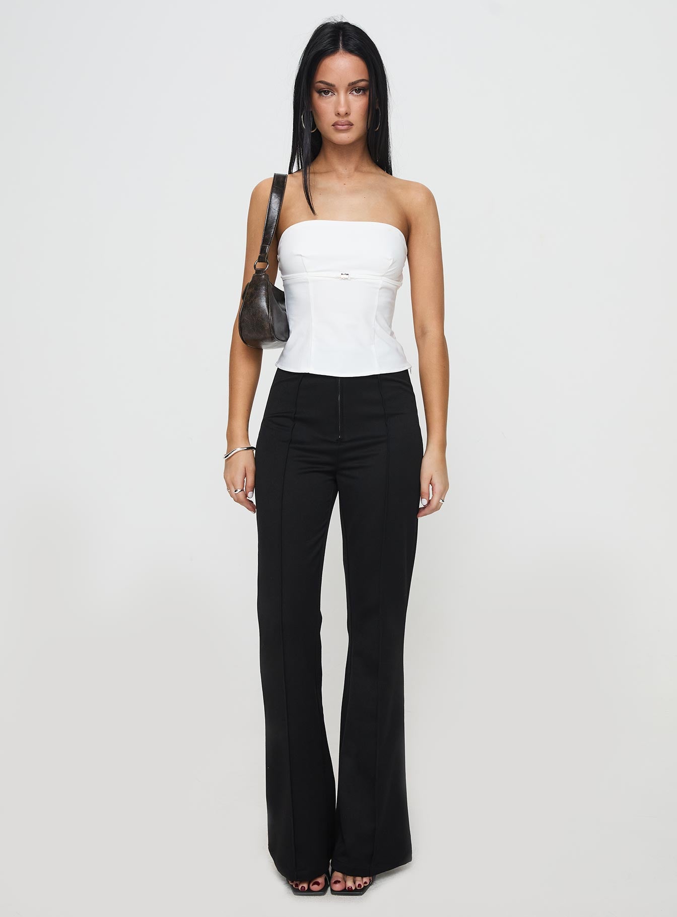 Flounce Strapless Top White、mySite、solidvoid