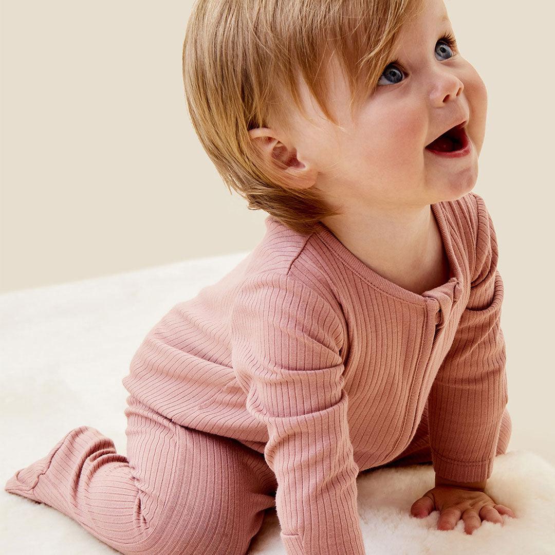  MORI Ribbed Two Way Zip-Up Sleepsuit - Rose、mySite、merchandisen