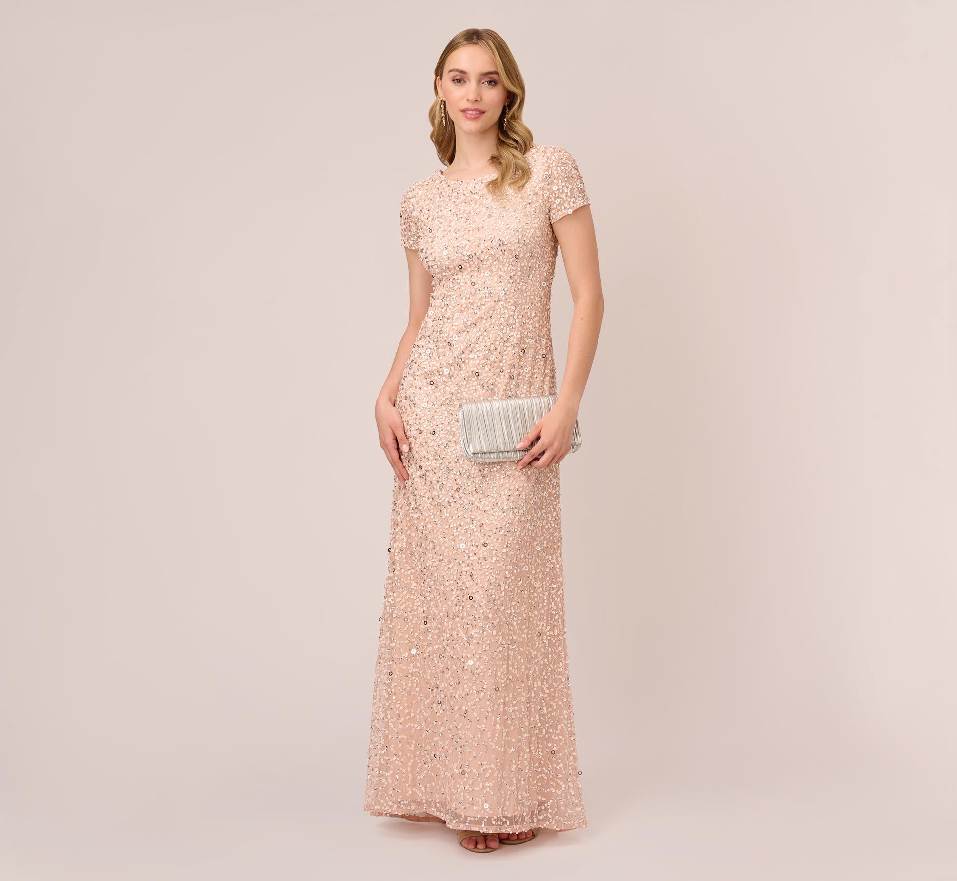 Scoop Back Sequin Gown In Blush、mySite、solidvoid