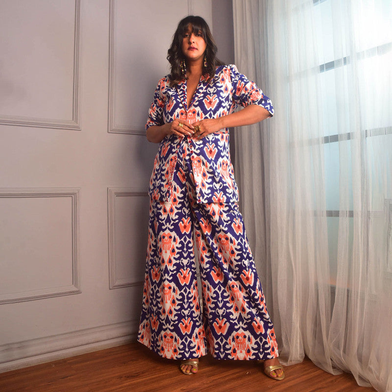 Cotton Blazer For Women | Block Print | Blue、mySite、camillekostekn