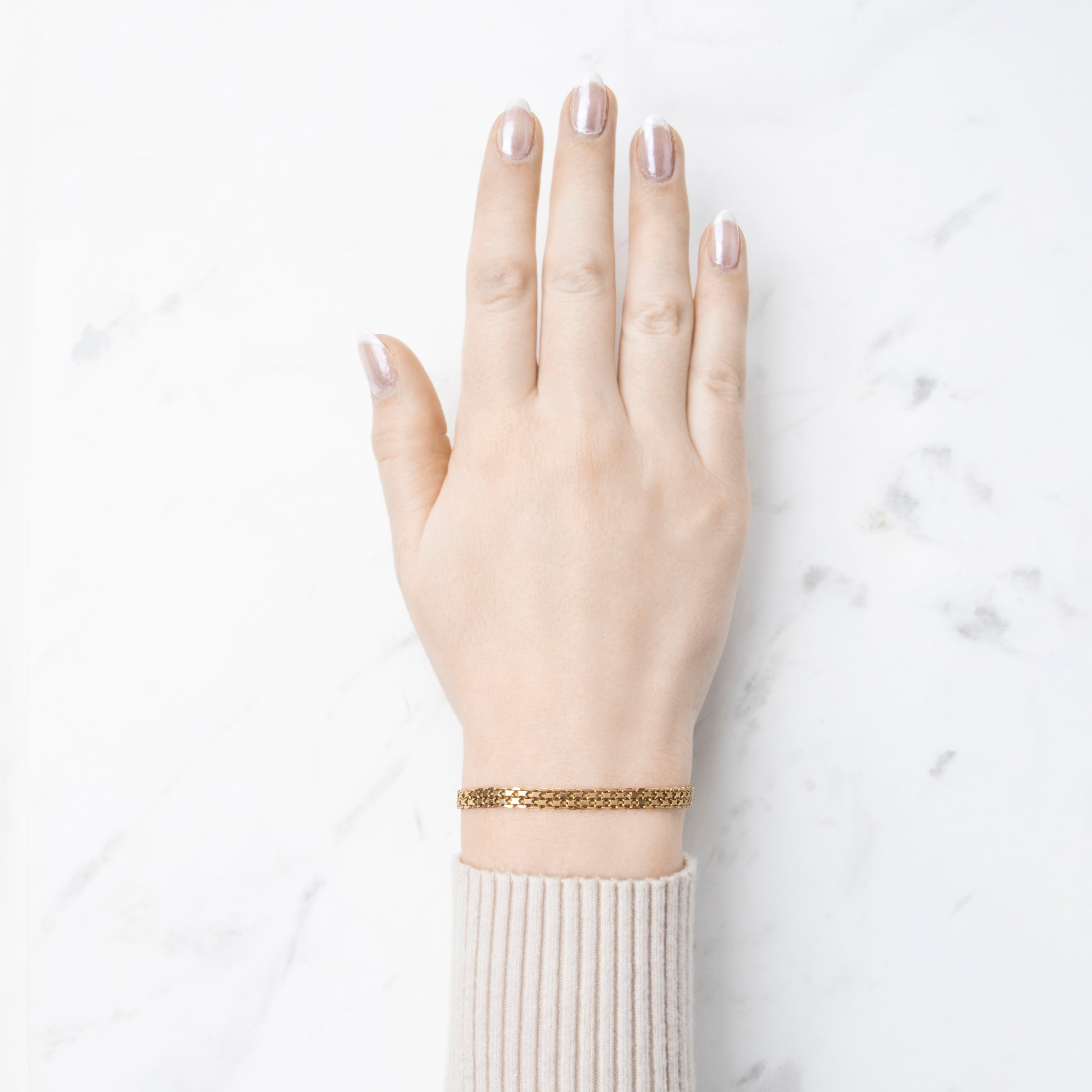 Vintage Italian 14k Yellow Gold Flat Chain Bracelet 7、mySite、hinf8tx79