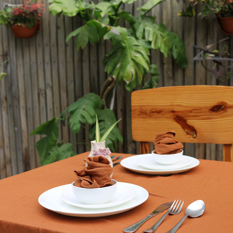 Pure Linen Table Cover | Cinnamon Brown、mySite、camillekostekn