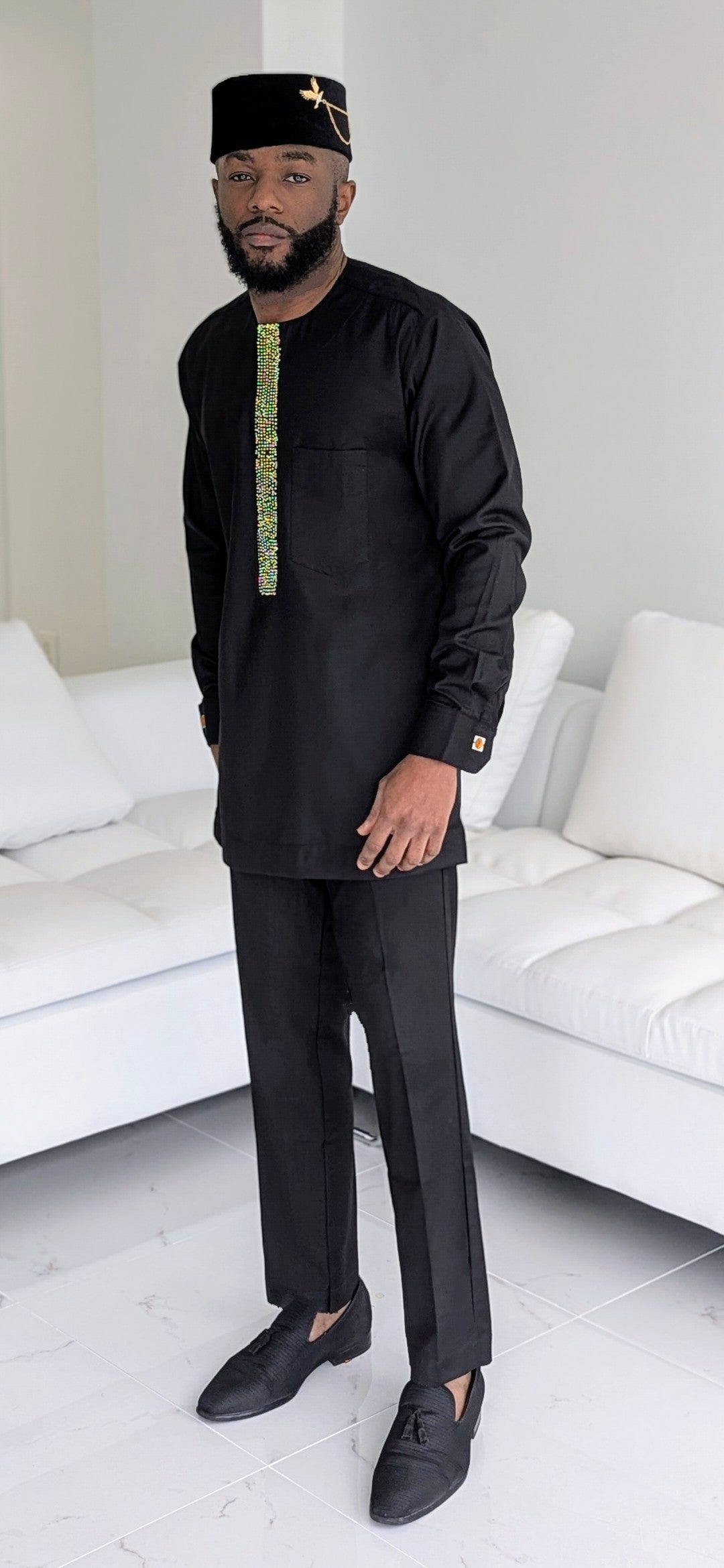 Dupsie's Sahel Majesty Black Dashiki Agbada Grand boubou Joromi Robe Suit DPGBABR30、mySite、solidvoid