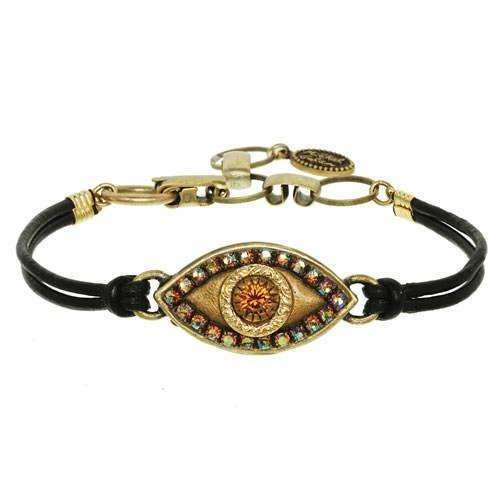 Michal Golan Gold and Copper Evil Eye Bracelet on Leather、mySite、topwebapps