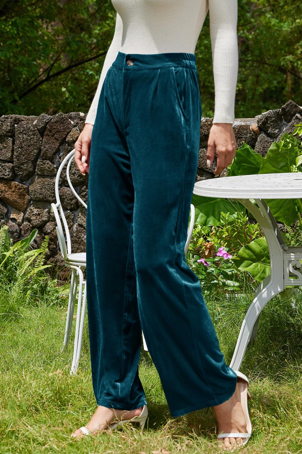  Velvet Wide Leg Pants with Pockets、mySite、justintrudeaud