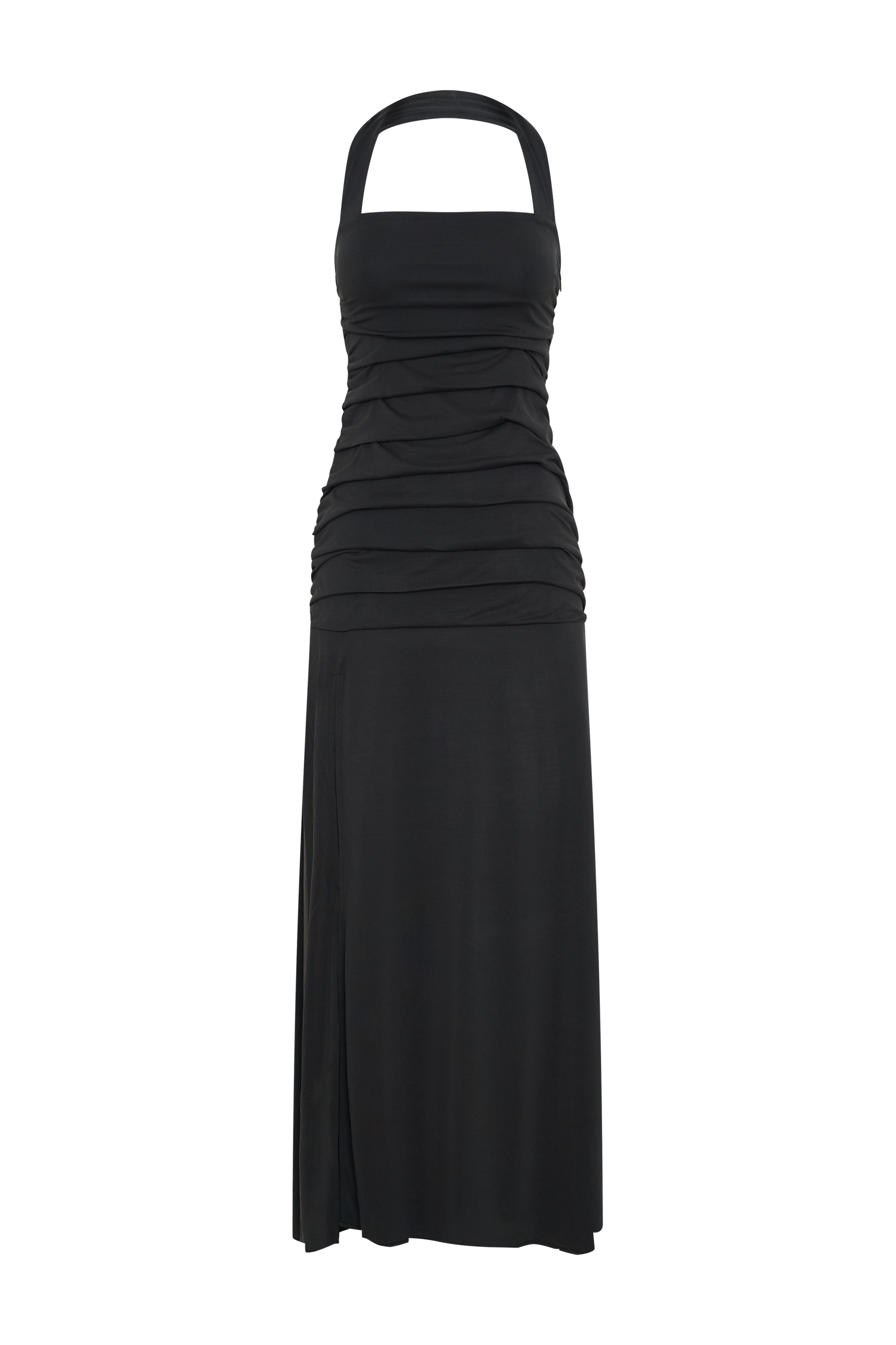 Bentley Peached Jersey Halter Maxi Dress - Black、mySite、solidvoid