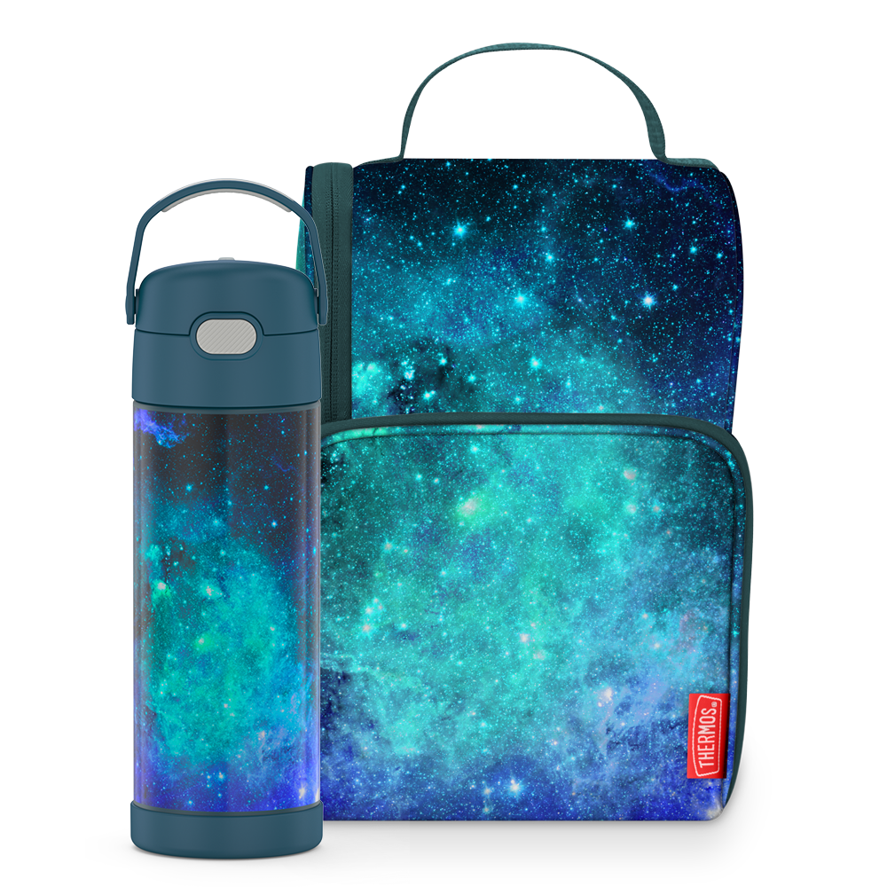 16oz FUNtainer Water Bottle & Lunch Box Bundle - Galaxy Teal、mySite、noshort