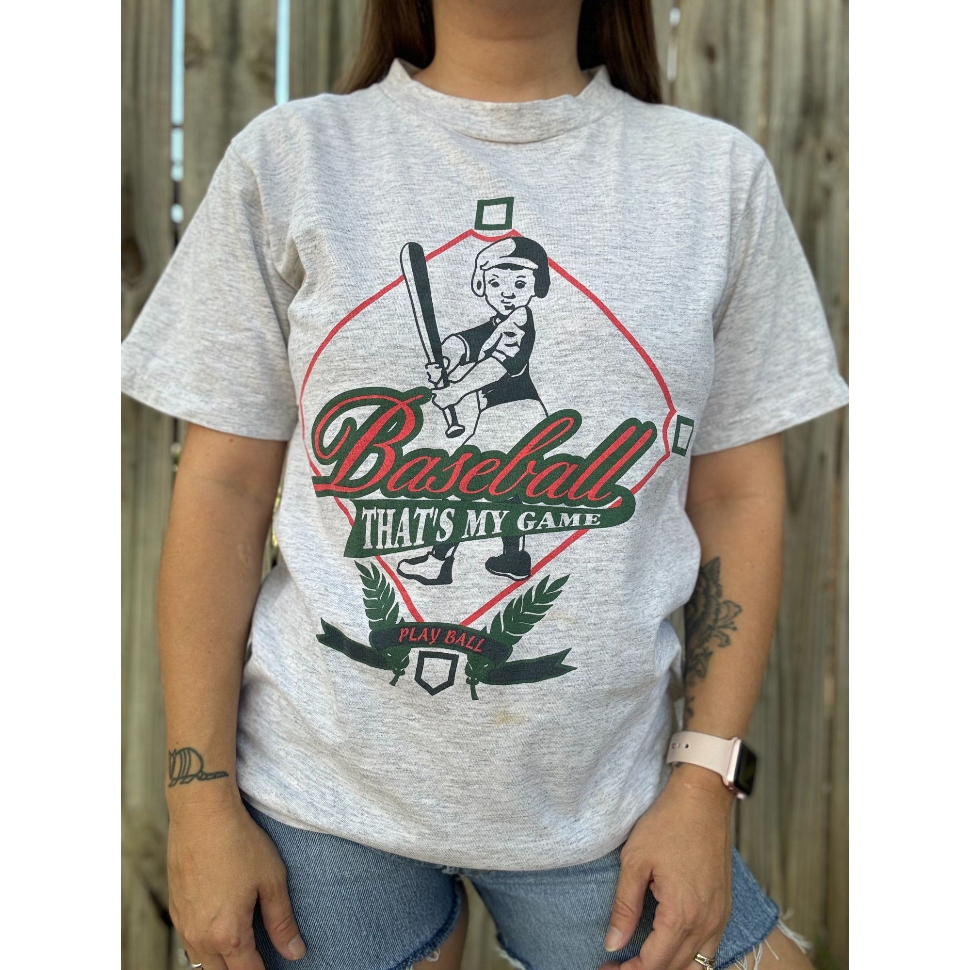 90's Baseball That's My Game Single Stitch Graphic Tee T-Shirt Small、mySite、garagedoors4me