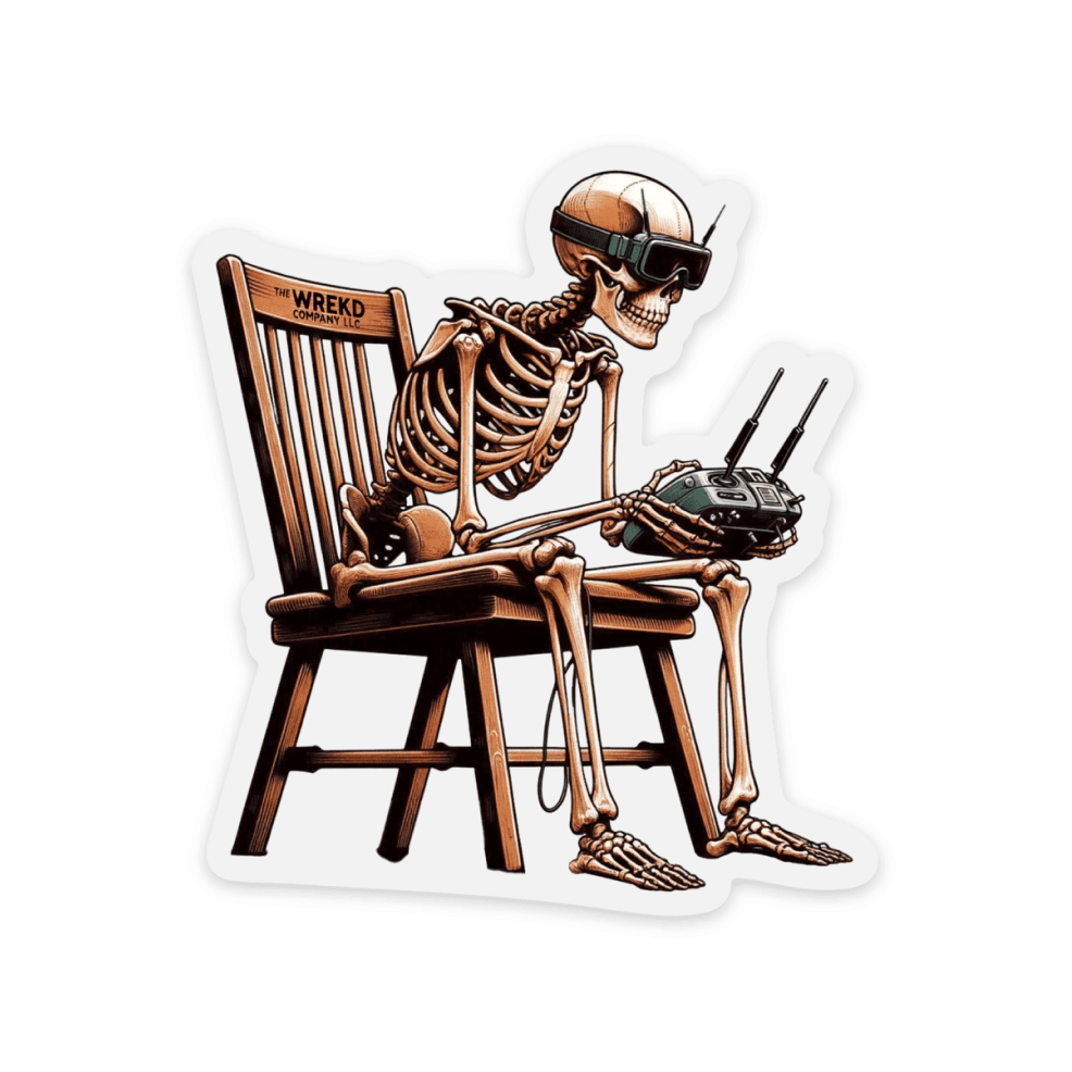  Skeleton FPV 2.68″ × 3″ Sticker w/ Clear Trim by WREKD Co.、mySite、merchandisen