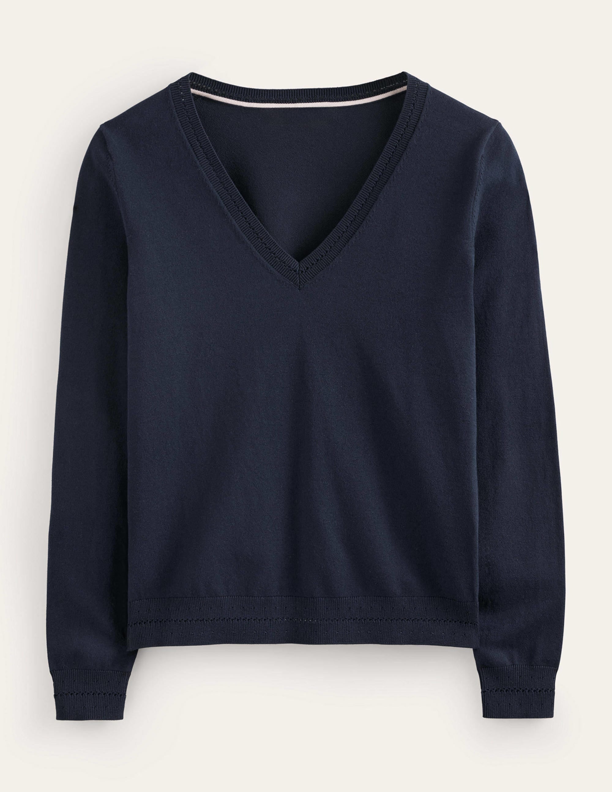  Catriona Cotton V-Neck Sweater-Navy、mySite、ashleygrahame