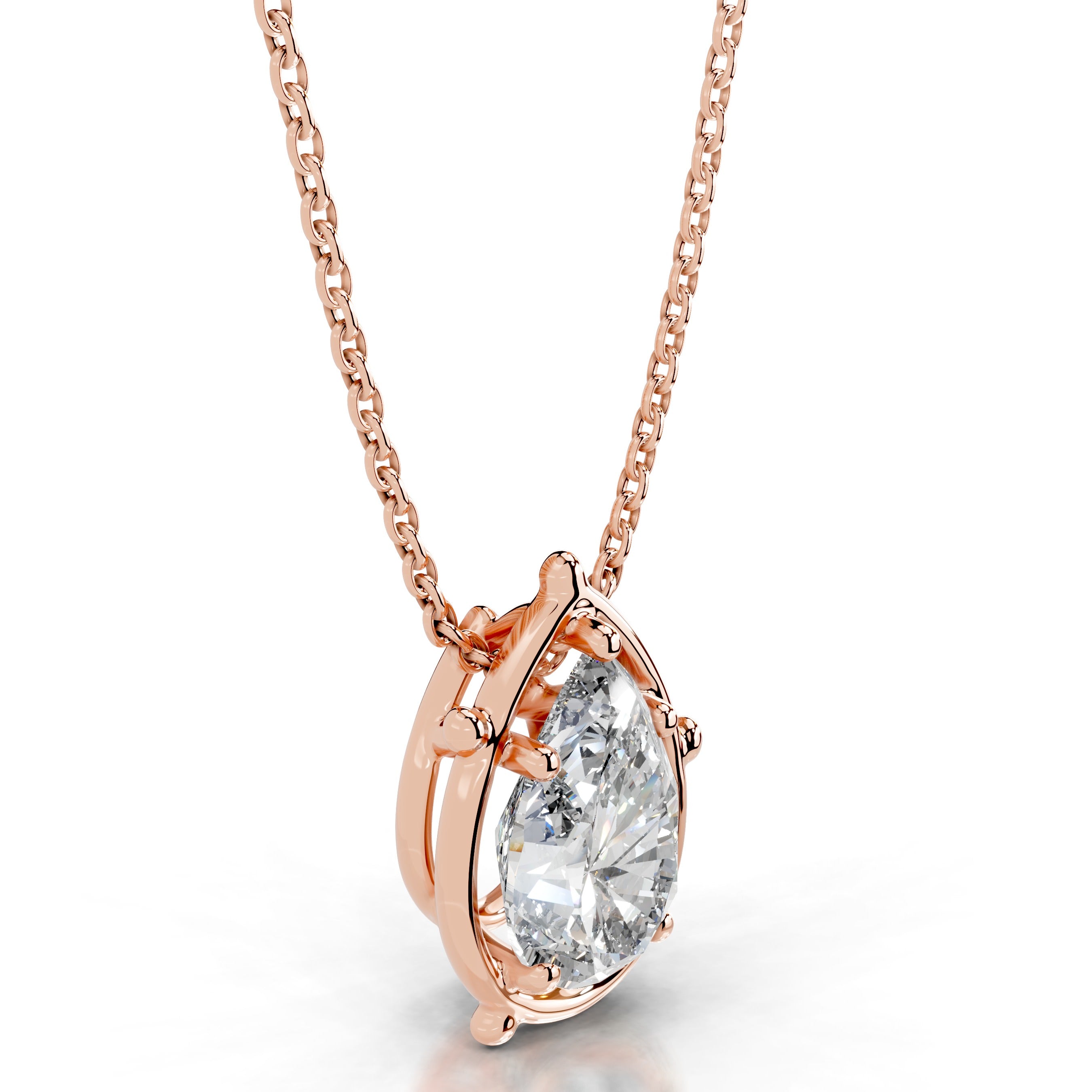 Rooted in Love Pear Lab Grown Diamond Necklace - 14K Rose Gold、mySite、hinf8tx79