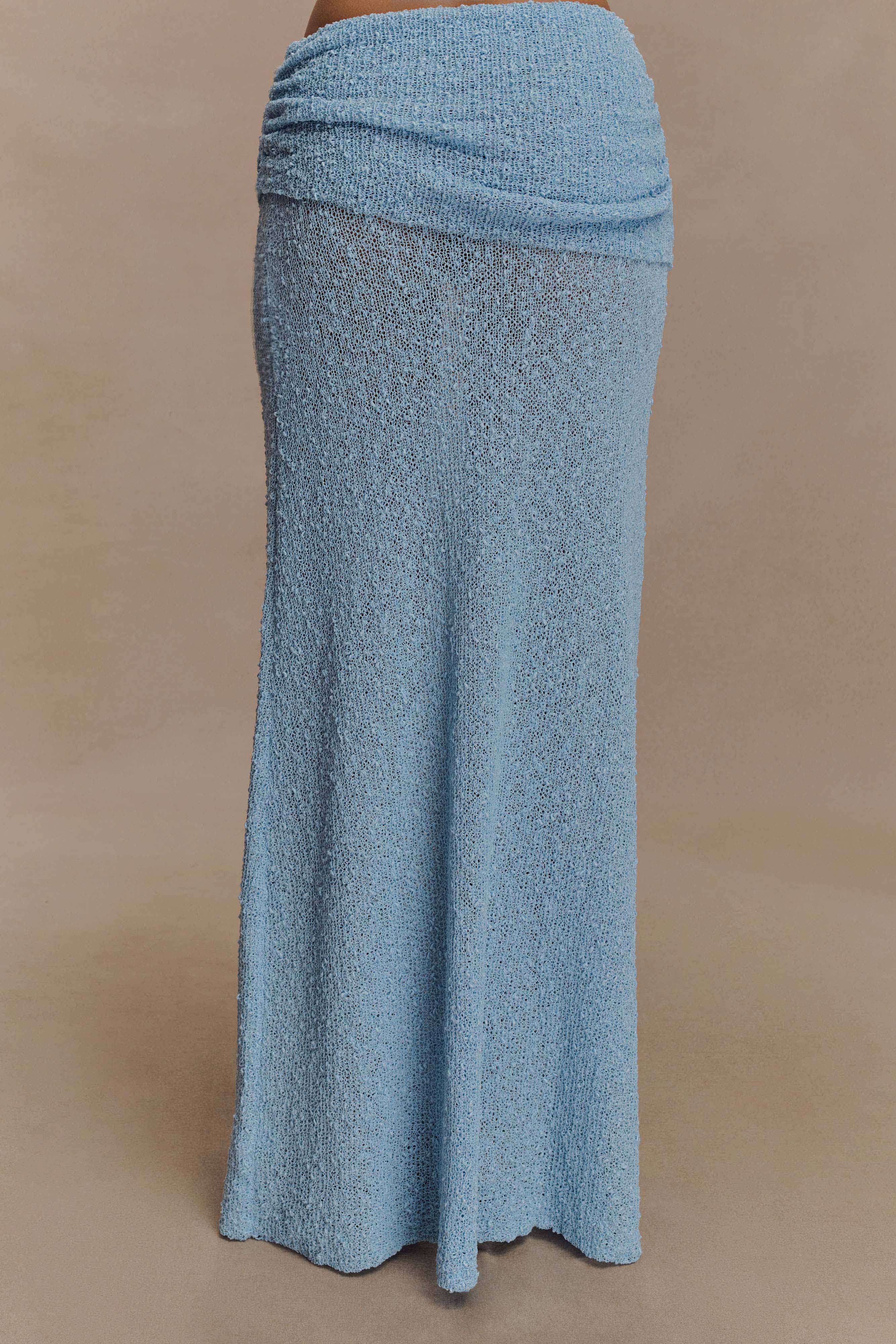 Petra Ruched Knit Maxi Skirt - Light Blue、mySite、solidvoid