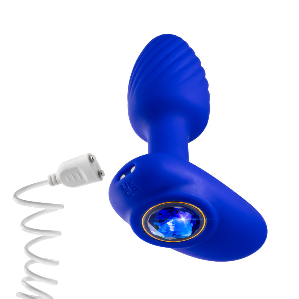Oh My Gem By Blush® | Mystery 4 Inch Vibrating Anal Plug Massager With Stayput™ Design & Sapphire Gem Base – In Blue、mySite、bottomscart