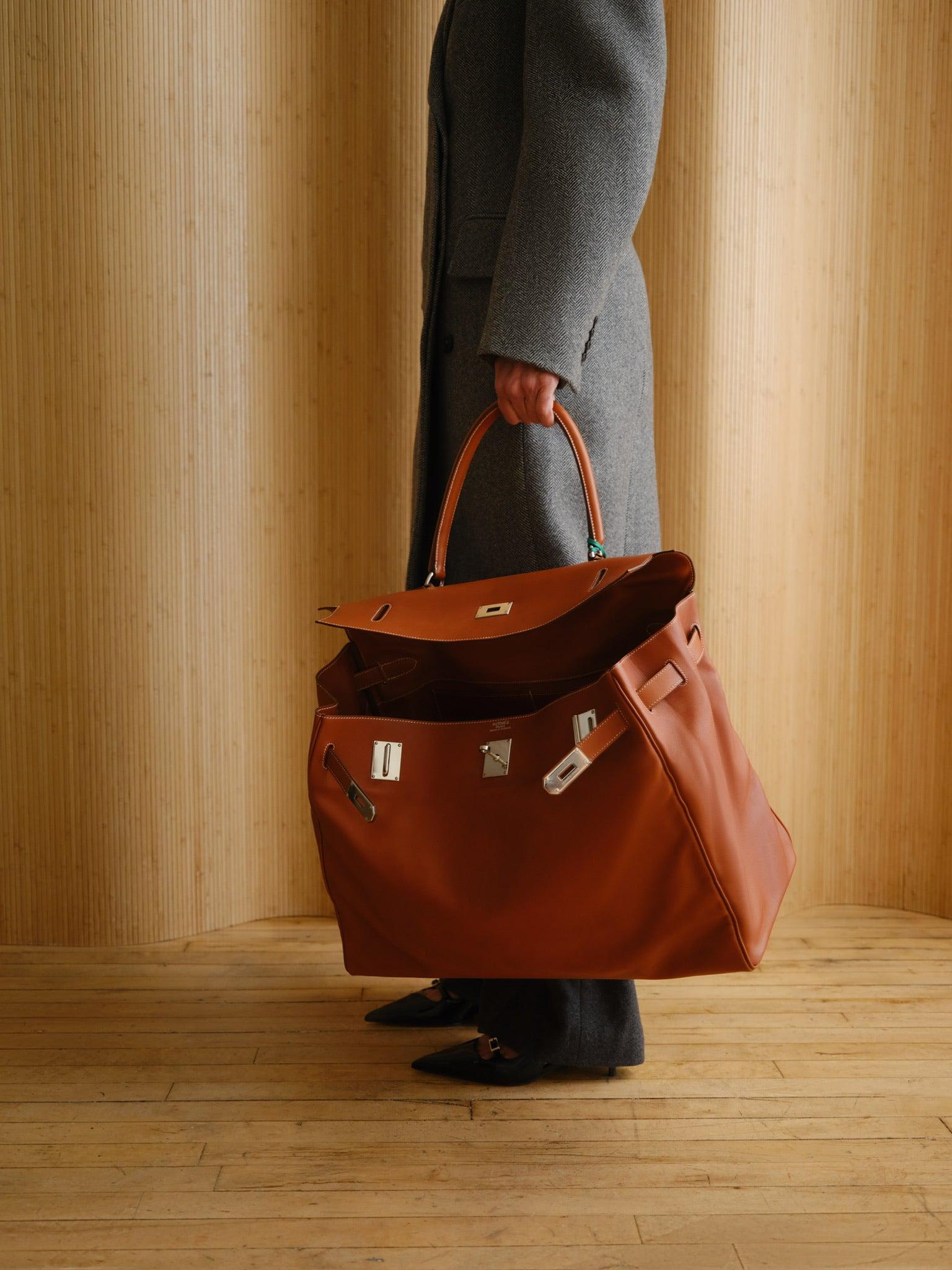 Hermès Kelly 50 Relax Travel Bag Fauve Box Leather Palladium Hardware、mySite、garminoutage.com