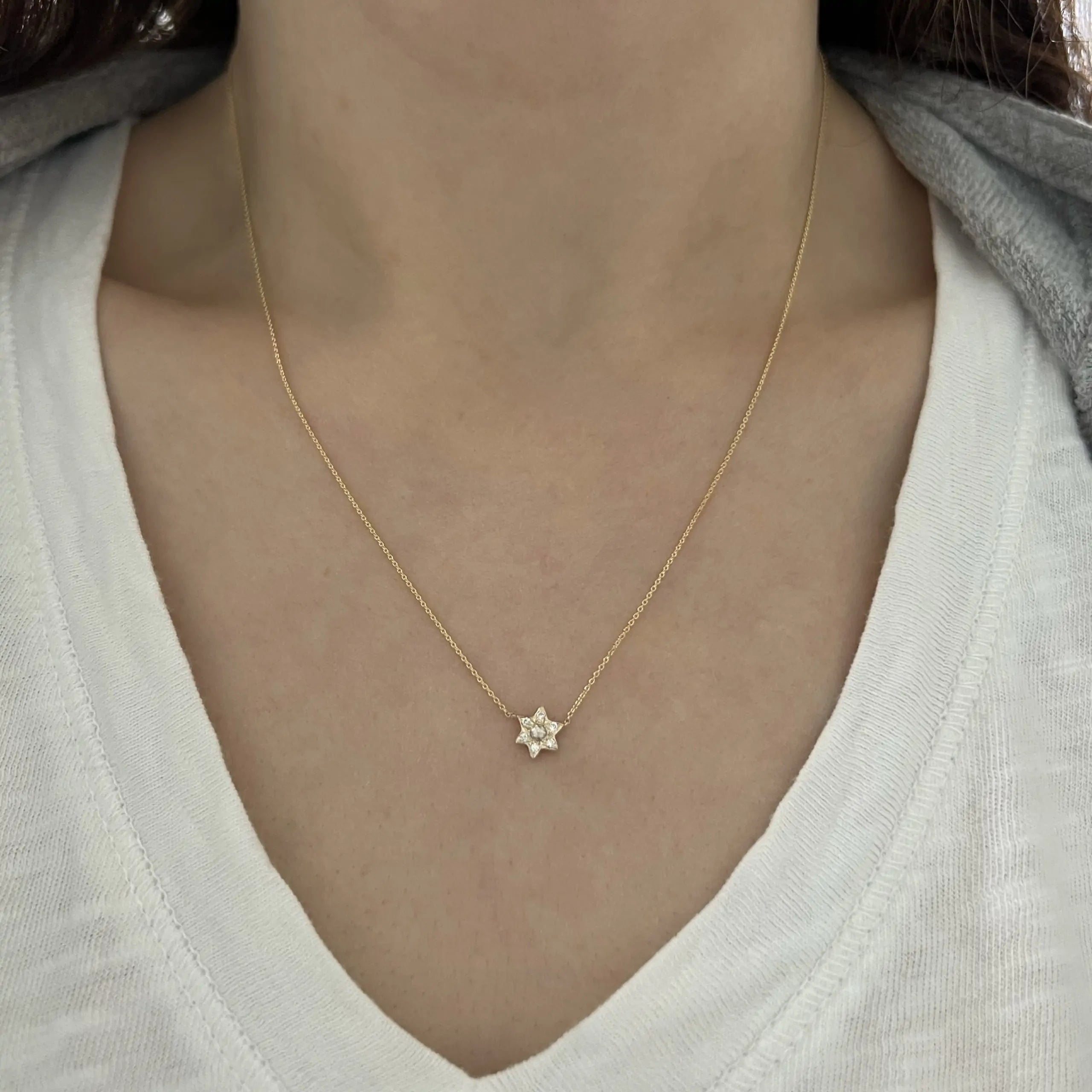 Diamond Star of David Necklace by Elisa Solomon - 18k Yellow Gold、mySite、topwebapps