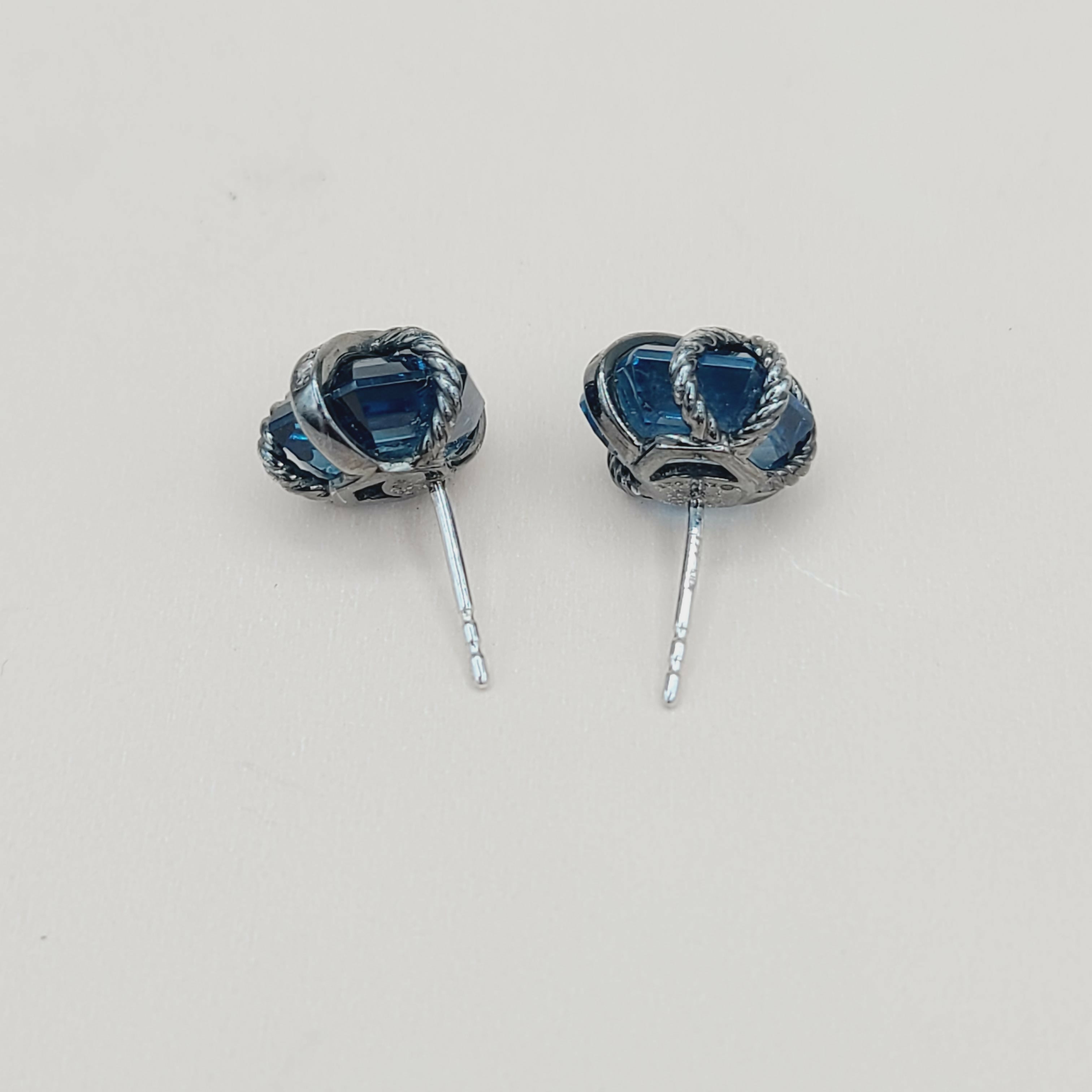 David Yurman Cable Wrap Earrings Hampton Blue Topaz、mySite、hinf8tx79