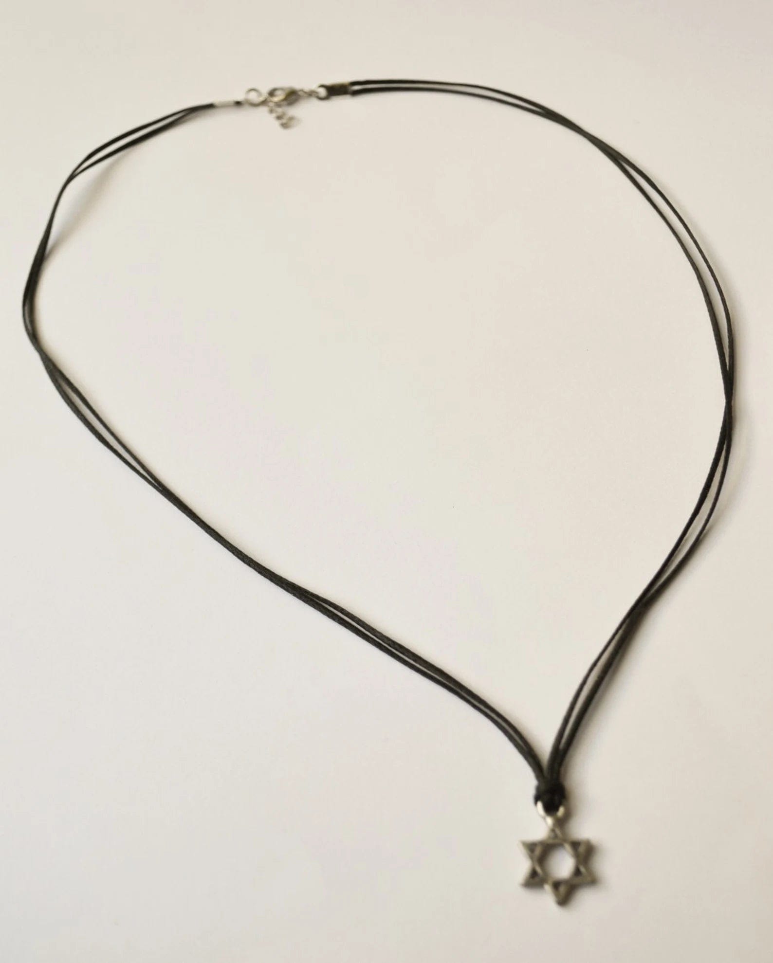 Silver Magen David Necklace on Black Cord、mySite、topwebapps