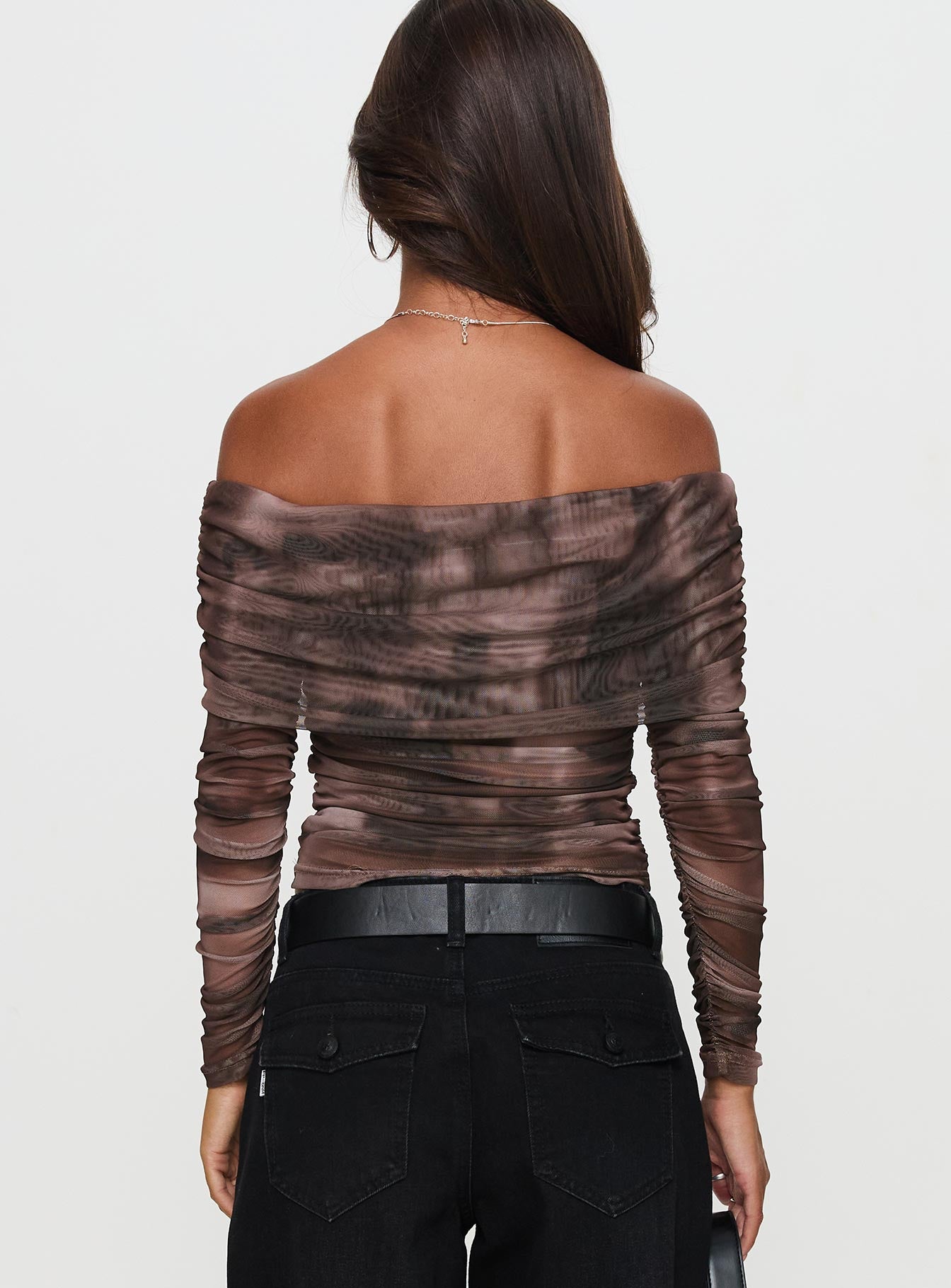 Good Taste Off Shoulder Long Sleeve Top Multi、mySite、solidvoid