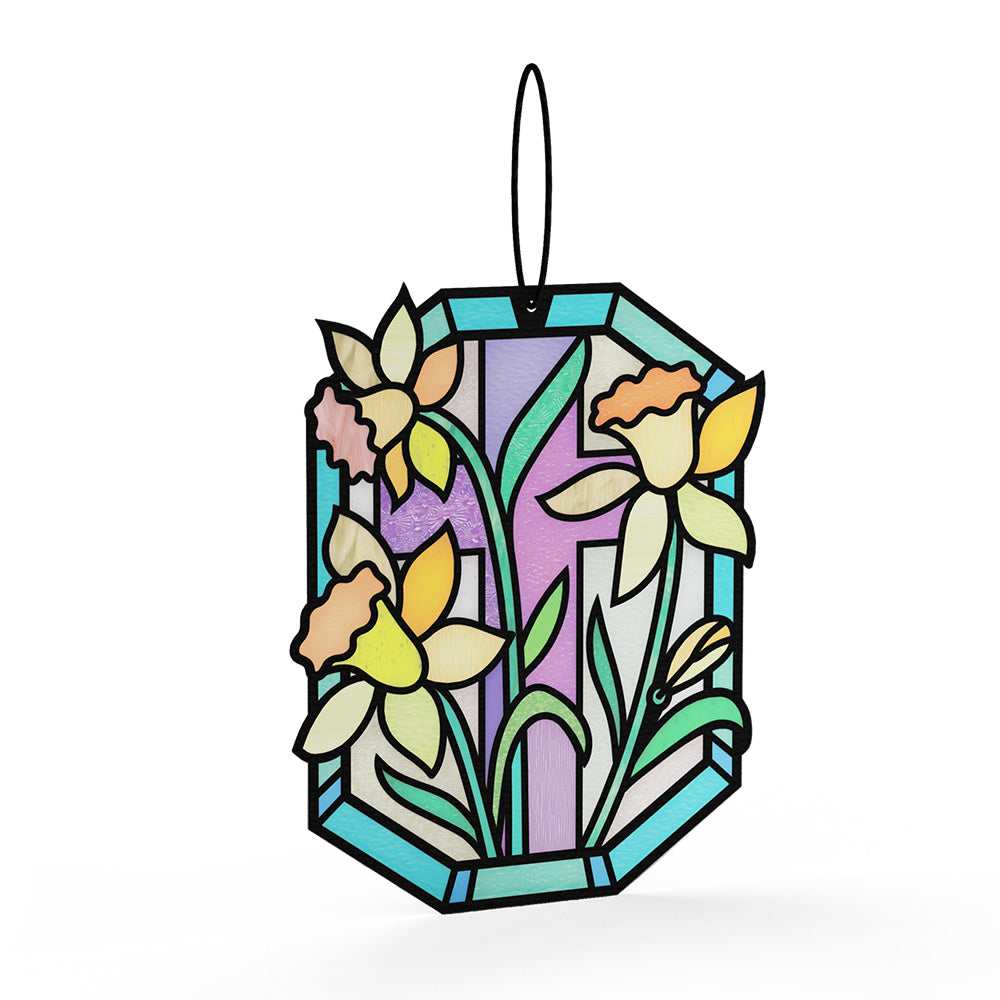 Happy Easter Daffodil Suncatcher Card、mySite、solidvoid