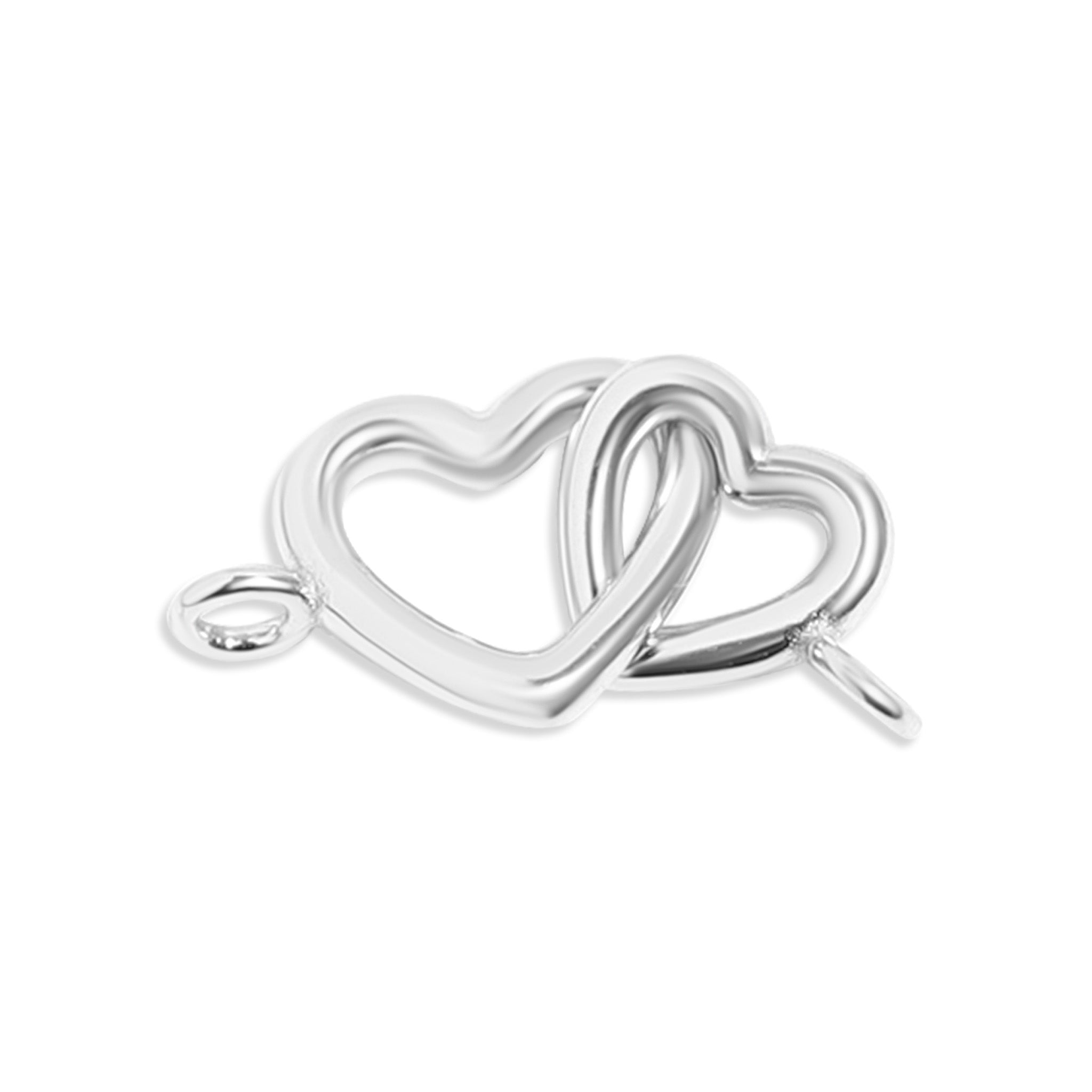 14K Gold Plated Sterling Silver Double Heart Permanent Jewelry Connector Charm / PMJ1031、mySite、dreamappss