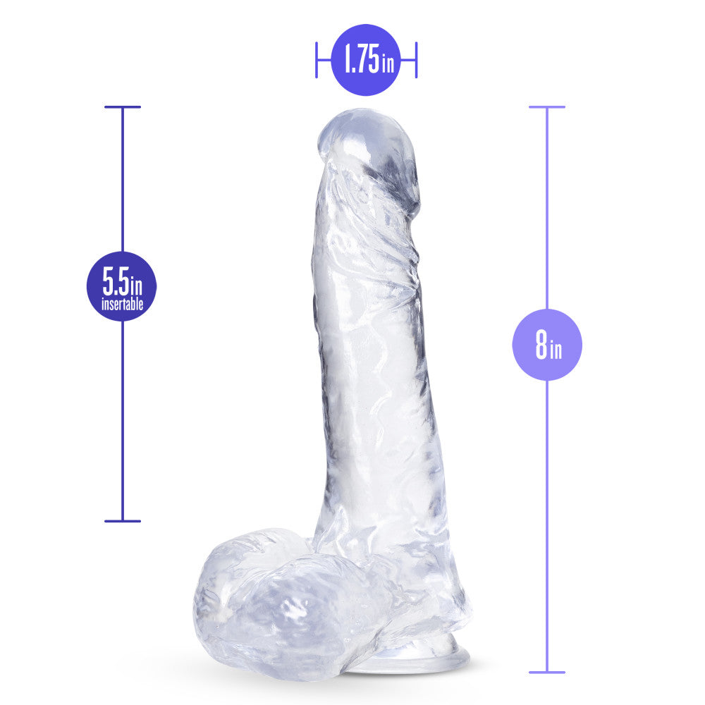 B Yours Plus By Blush® | Ram N’ Jam Realistic Clear 8-Inch Long Dildo With Balls & Suction Cup Base、mySite、bottomscart
