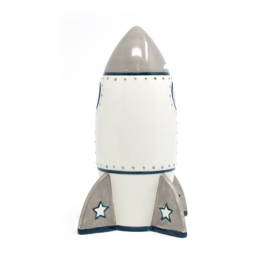 Rocket Ship-Cutest Piggy Banks for Kids Hand Painted*、mySite、g9winljtr