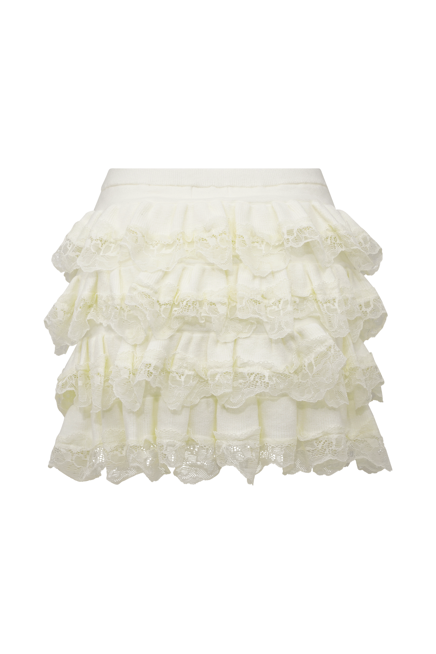 Margaret Lace Ruffle Mini Skort - Cream、mySite、solidvoid