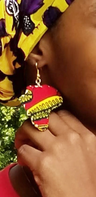 Muli-Print Map of Africa African Print Earrings-DP3766ER、mySite、solidvoid