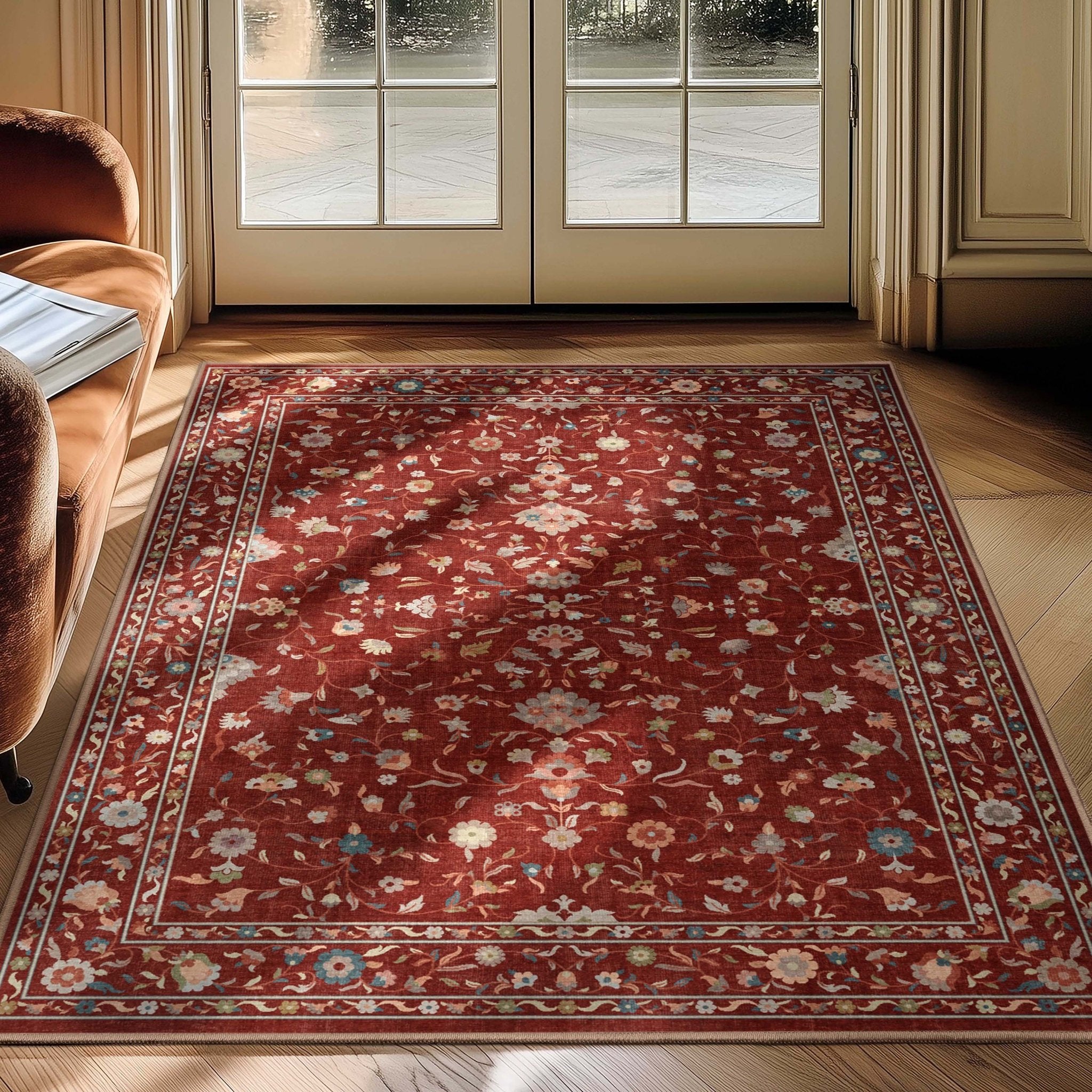 Venice Hereke Floral Botanical Rug – Easy Clean, Stylish Elegant Design、mySite、gigharbornorthrealestate