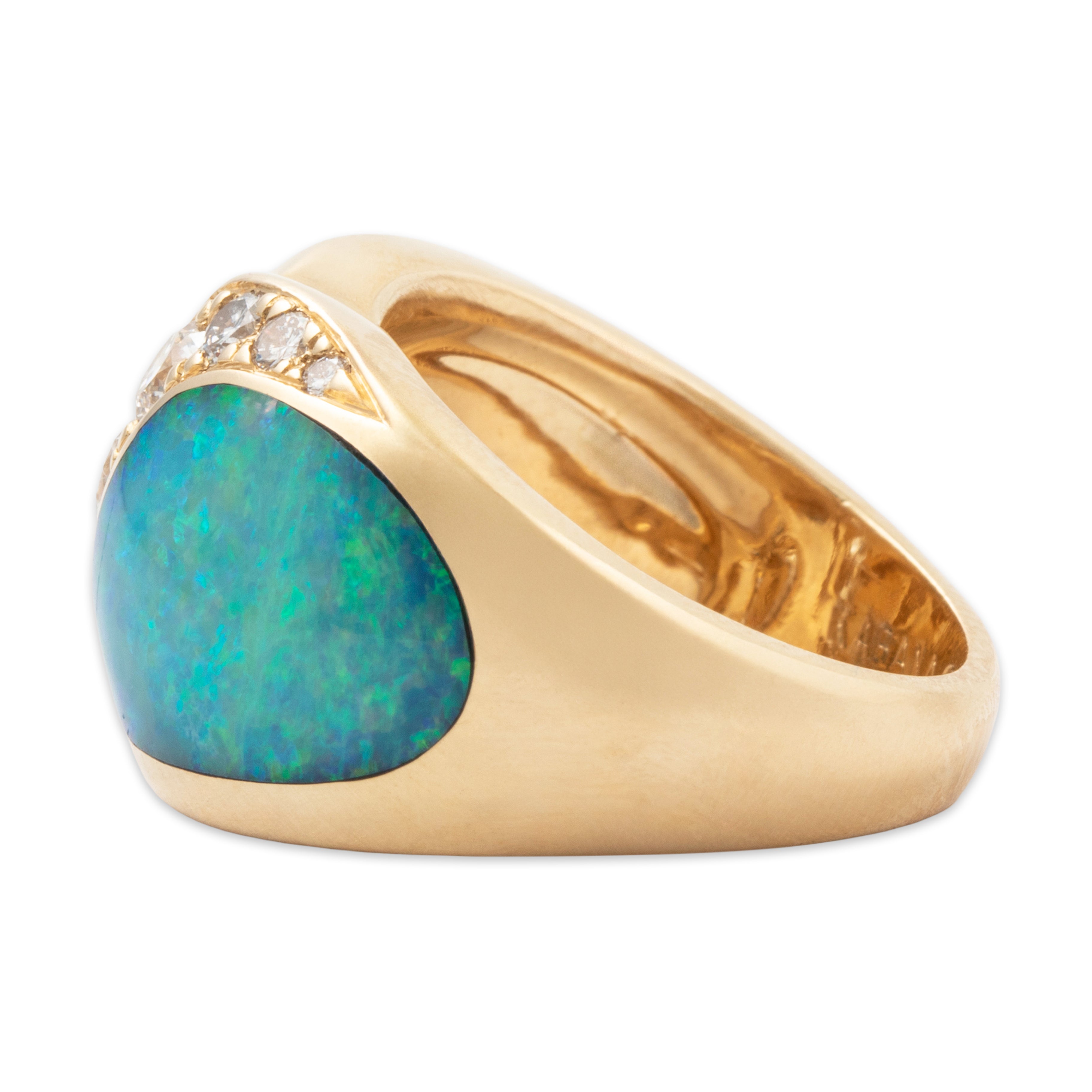 Vintage Large Kabana 14k Yellow Gold Opal .481cttw Diamond Exotic Seascape Ring、mySite、hinf8tx79