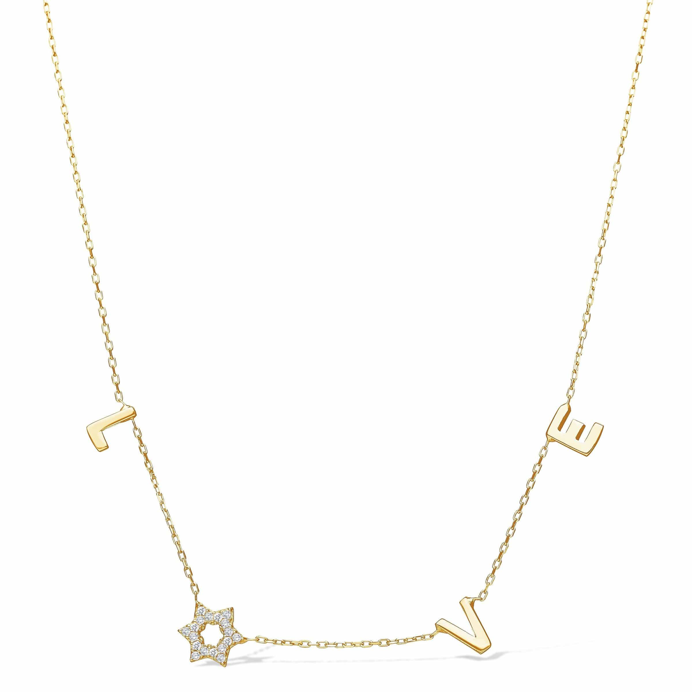 Love Necklace in 14k Gold with Diamond Star of David - Yellow Gold、mySite、topwebapps