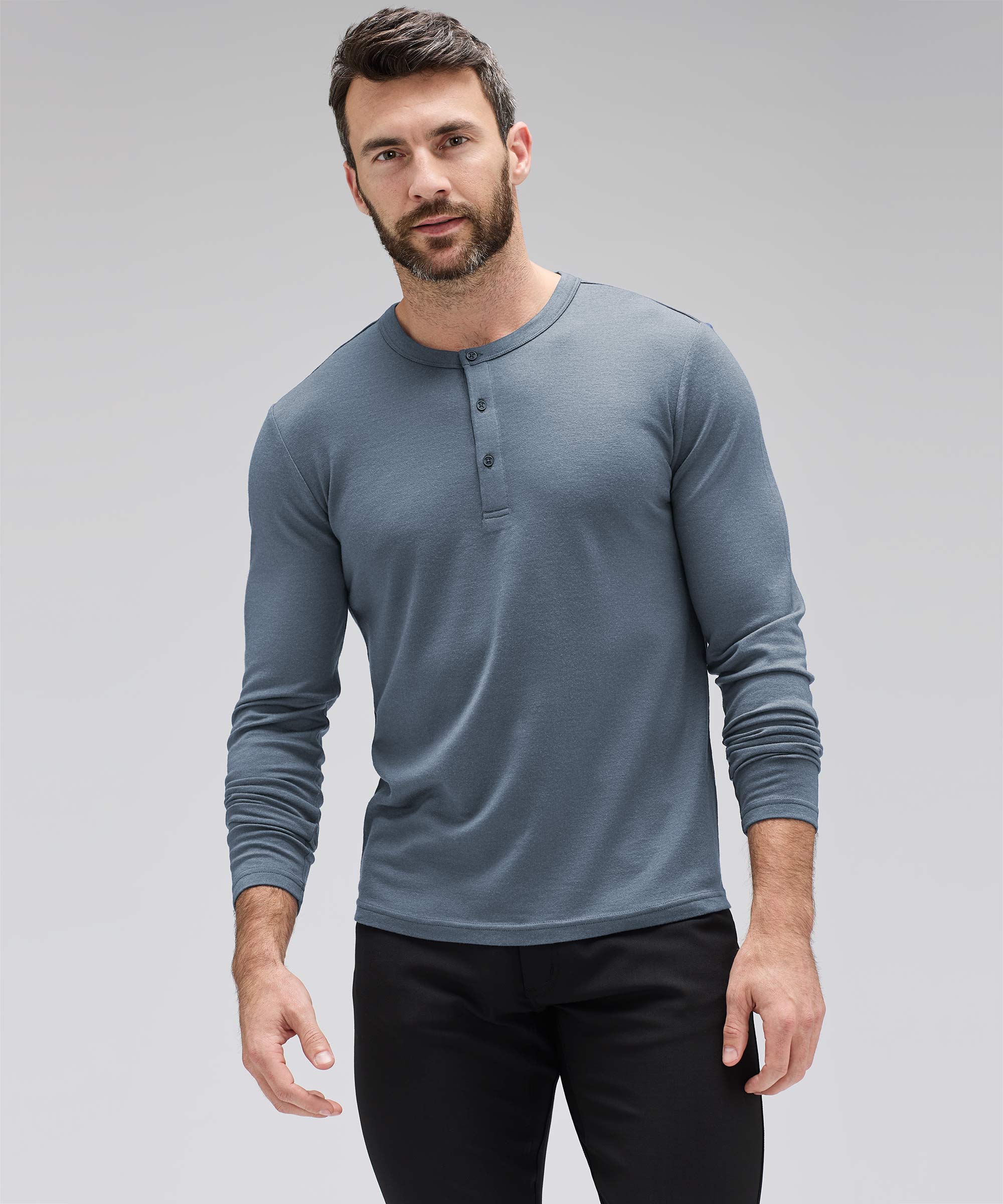 Men's Long Sleeve Merino Henley、mySite、noshort