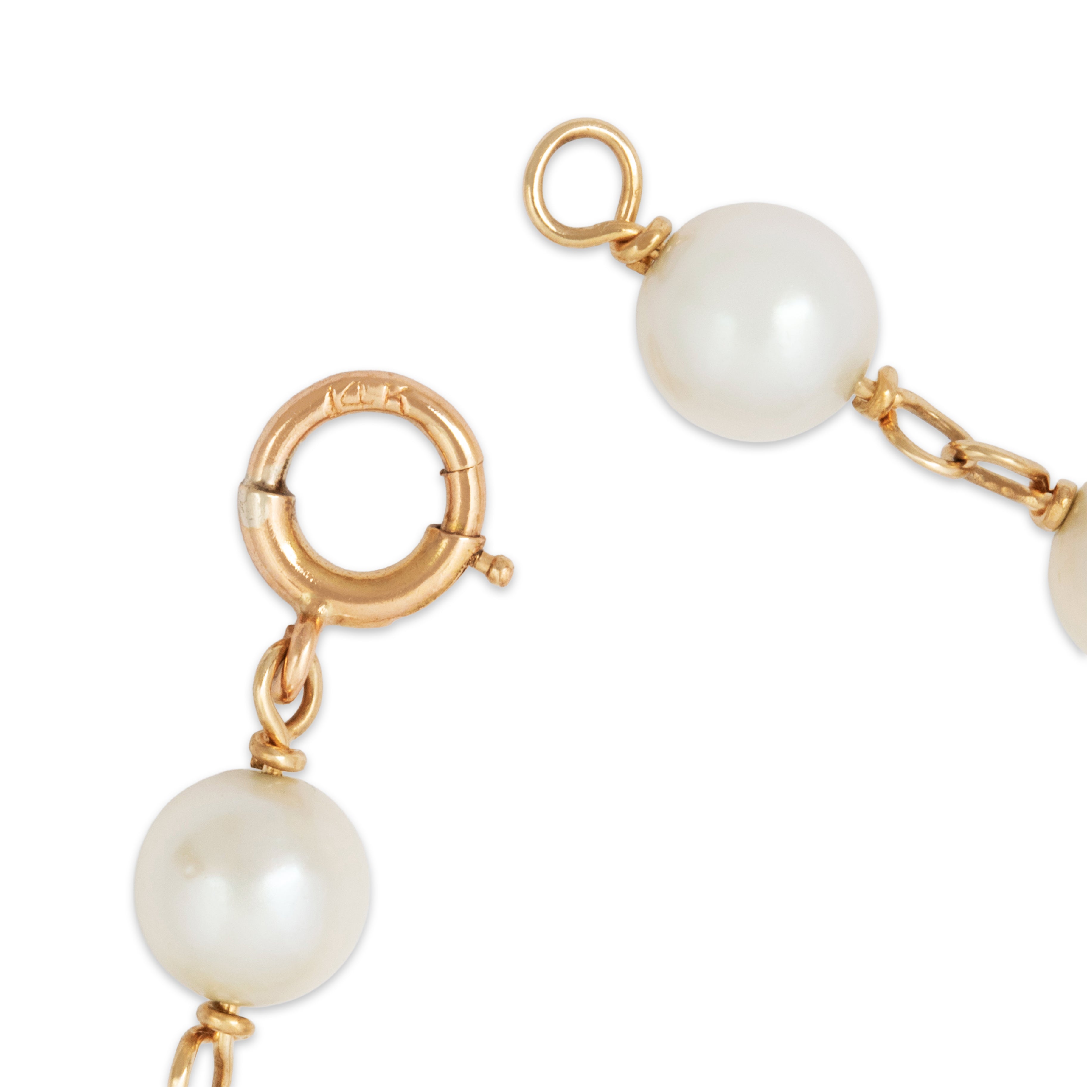 Vintage 14k Yellow Gold Pearl Beaded Station Bracelet 6.5、mySite、hinf8tx79