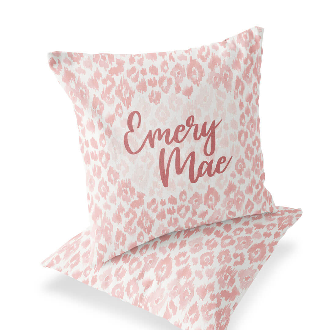  Blush Leopard Personalized Accent Pillow、mySite、layawaytickets