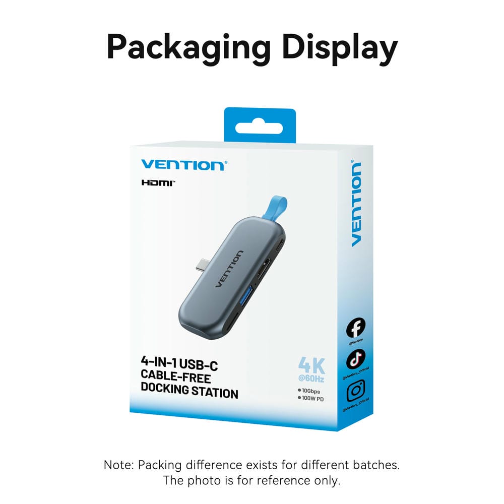 Vention 4-in-1 USB-C Cable-Free Docking Station、mySite、fannypackpong