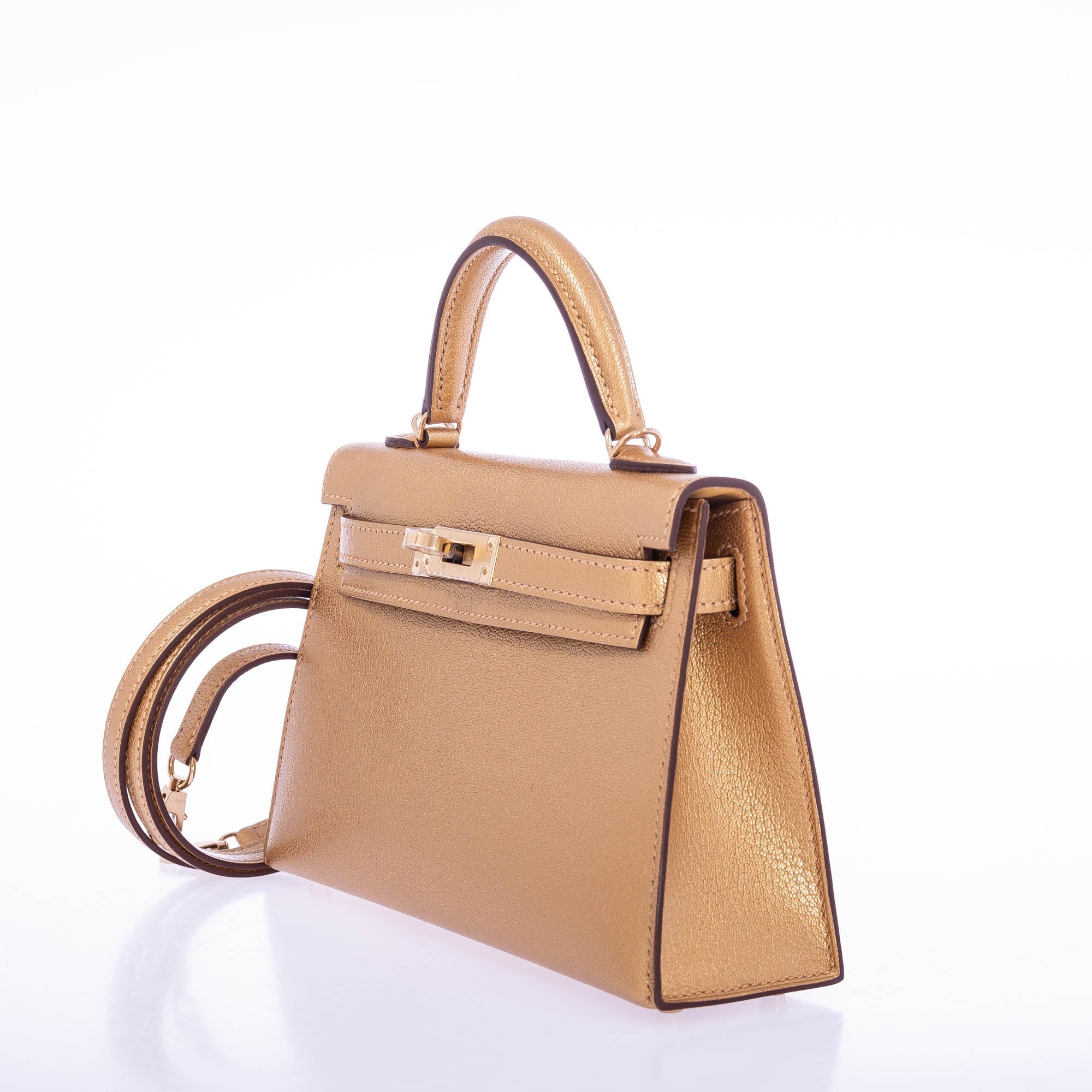 Hermès Kelly 20 Mini Sellier Olympic Gold Metallic Doré Chevre Chamkilight Gold Hardware、mySite、garminoutage.com